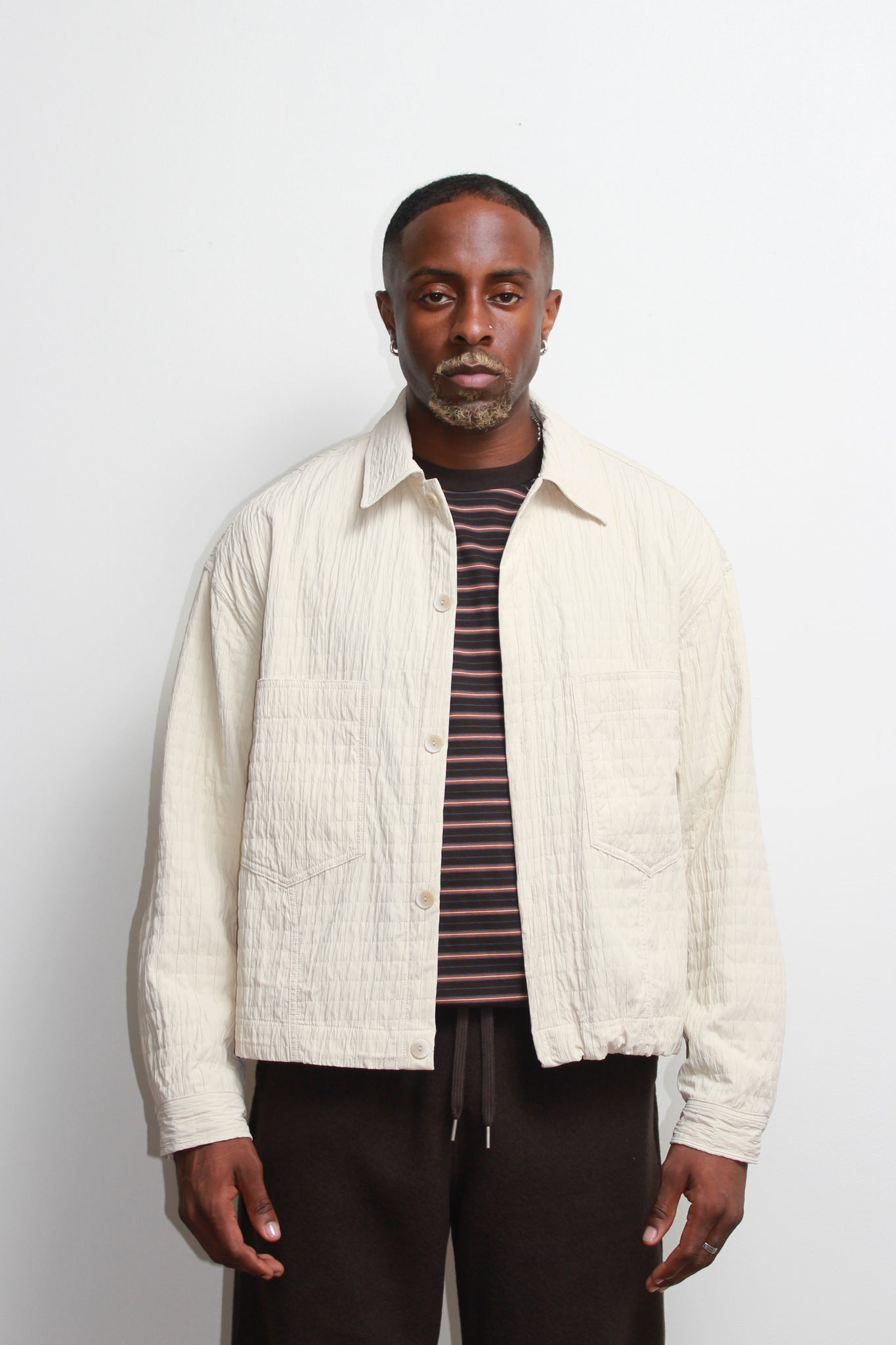 Crop Quilted Jacket in Cream