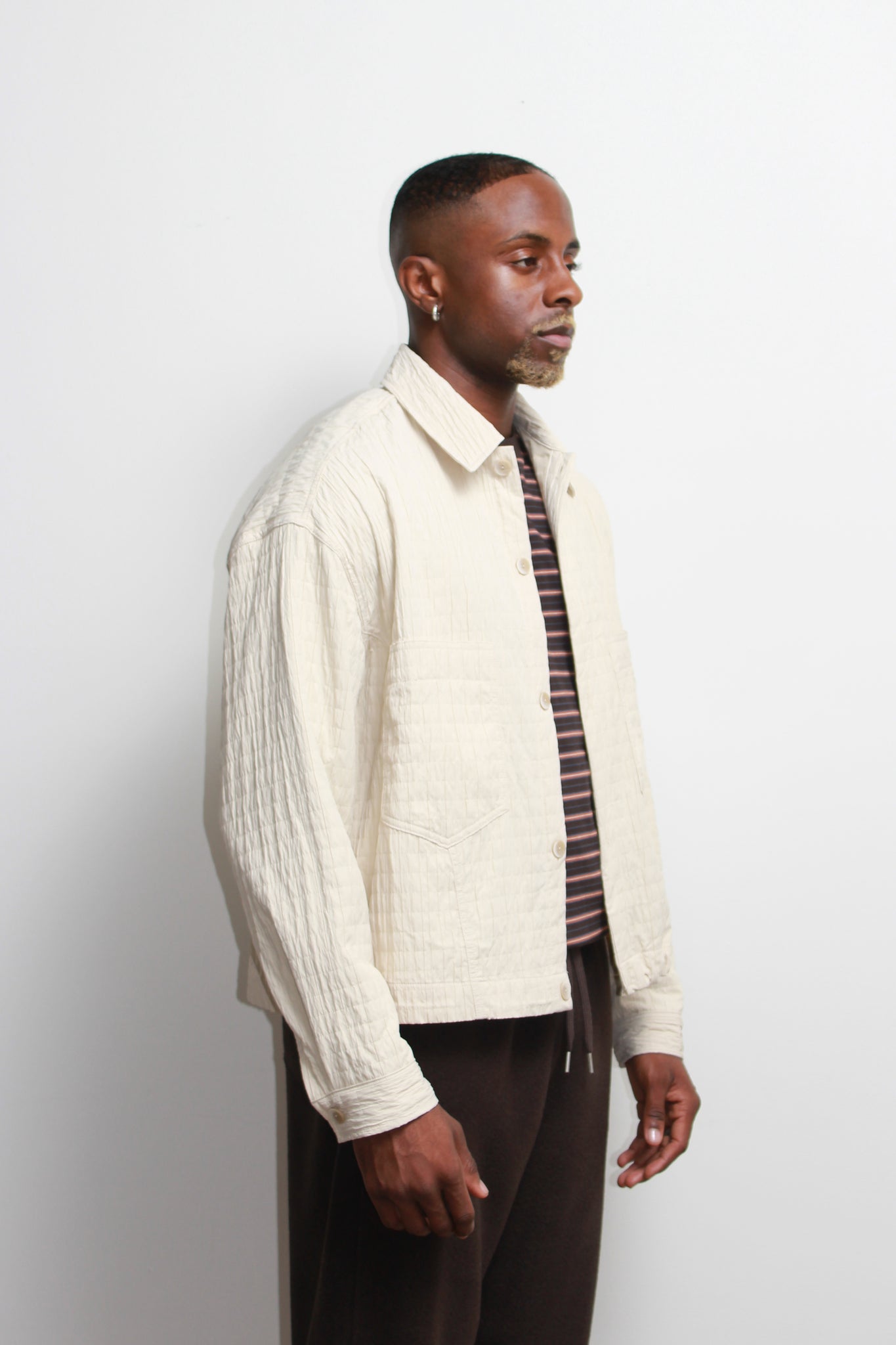 Crop Quilted Jacket in Cream