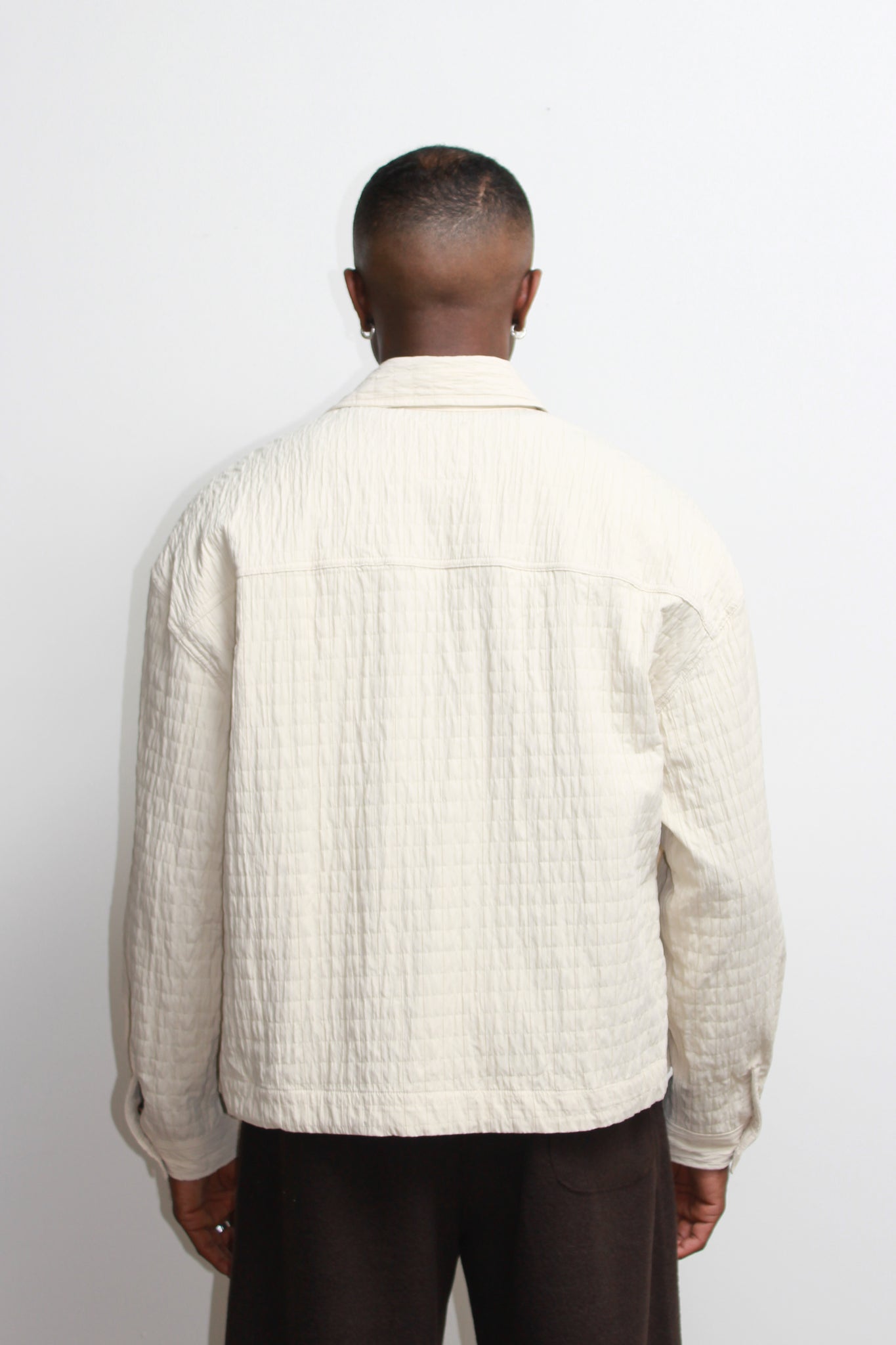 Crop Quilted Jacket in Cream