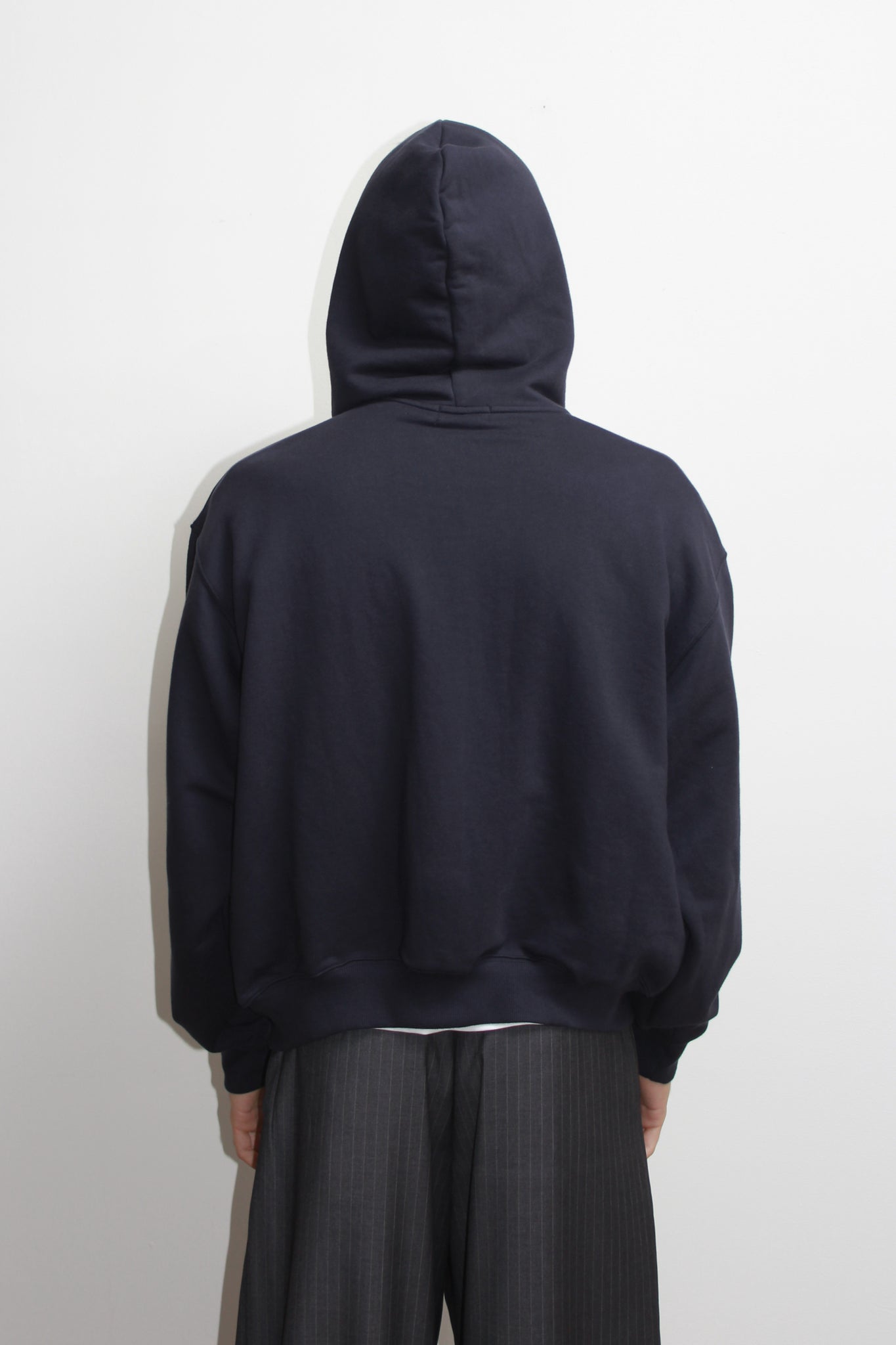 Lemay Crop Hood Zip Up in Navy