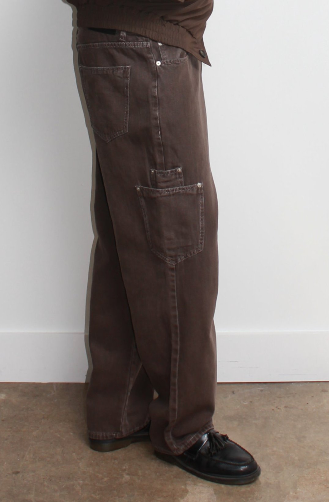 Dying Rivet Denim Pants in Brown