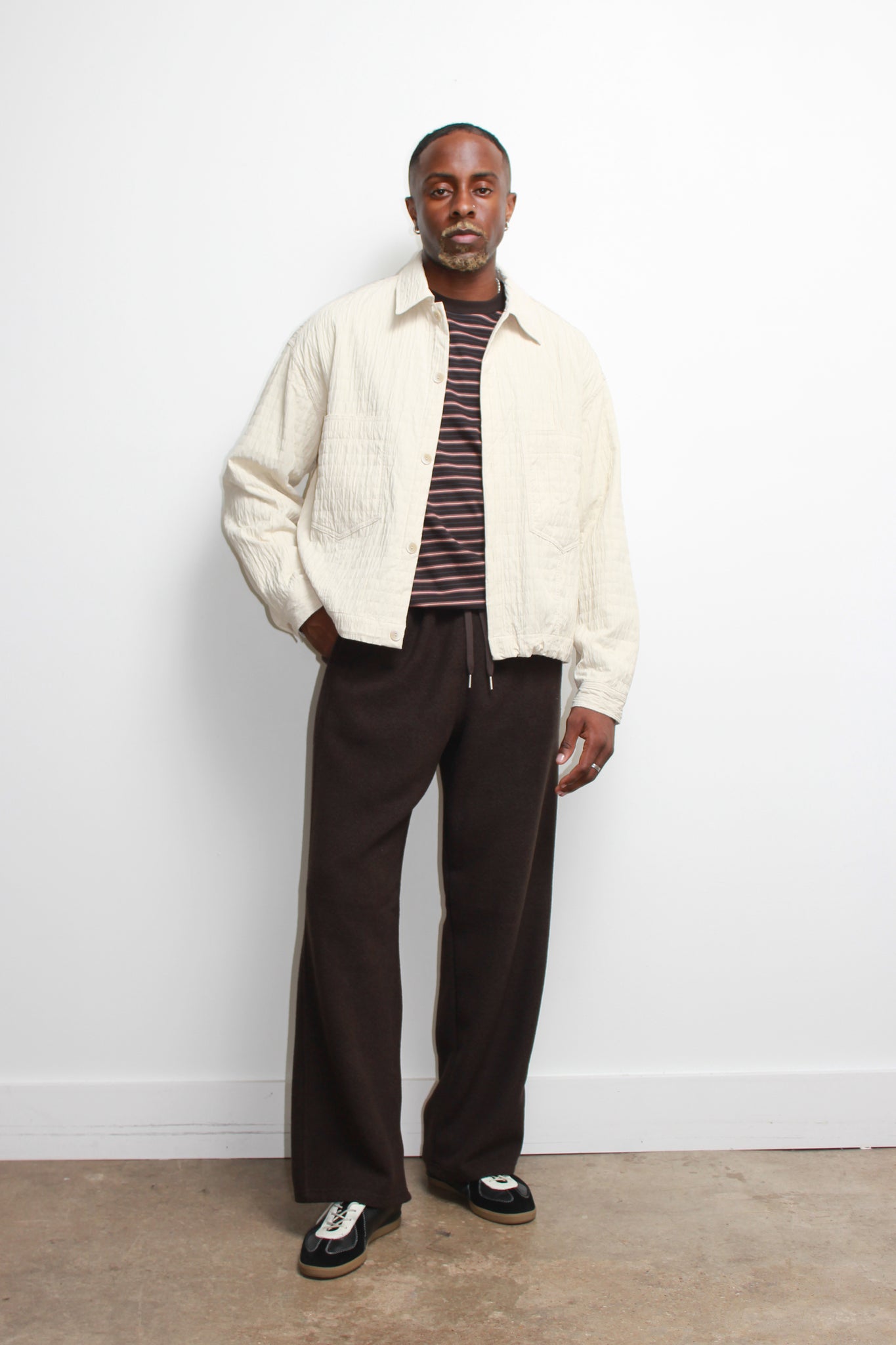 Crop Quilted Jacket in Cream