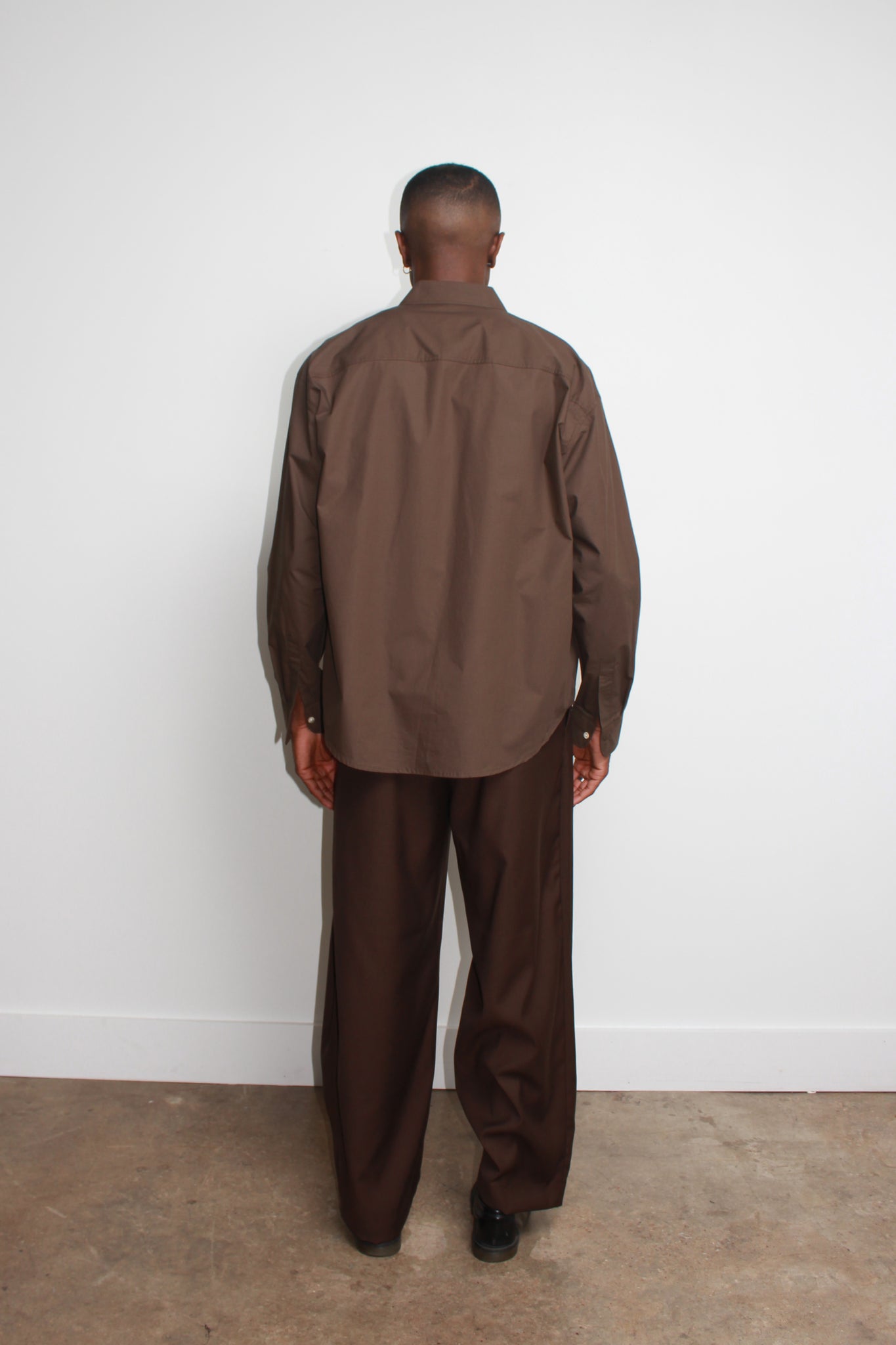 Three Pin-tuck Trousers in Brown