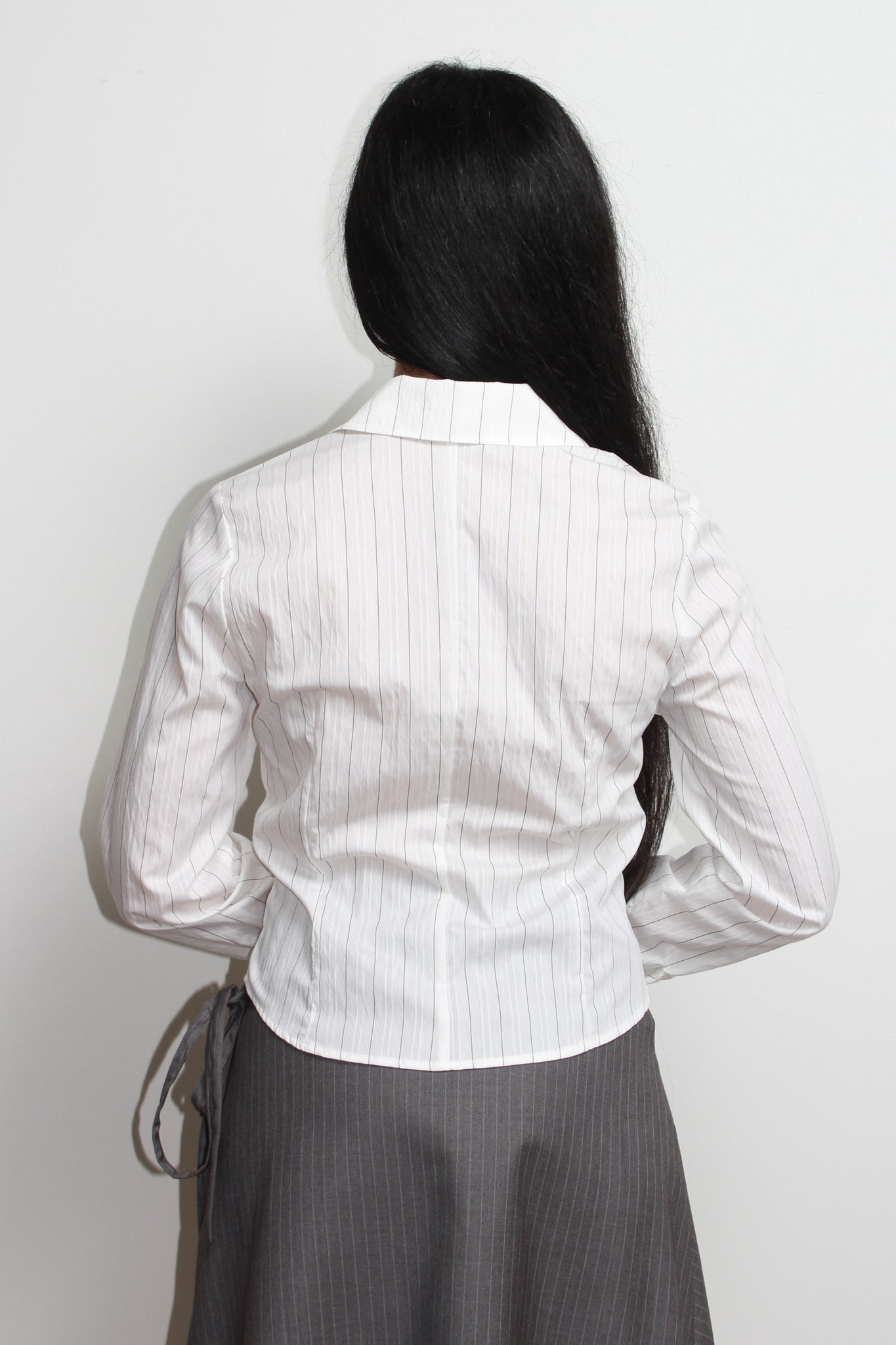 Stripe Zipper Pocket Shirt in White