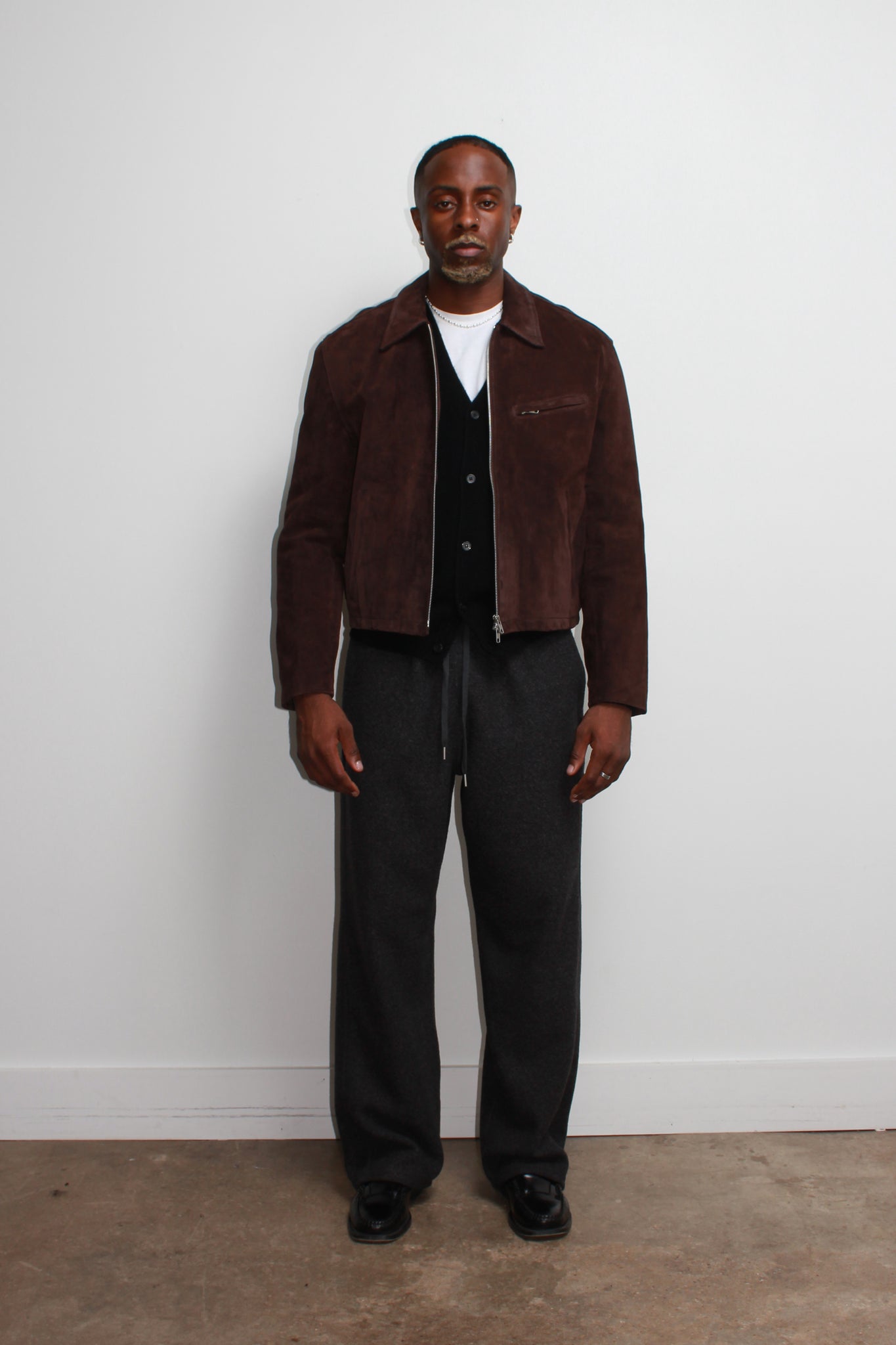 Tonny Semi Crop Real Suede Jacket in Brown