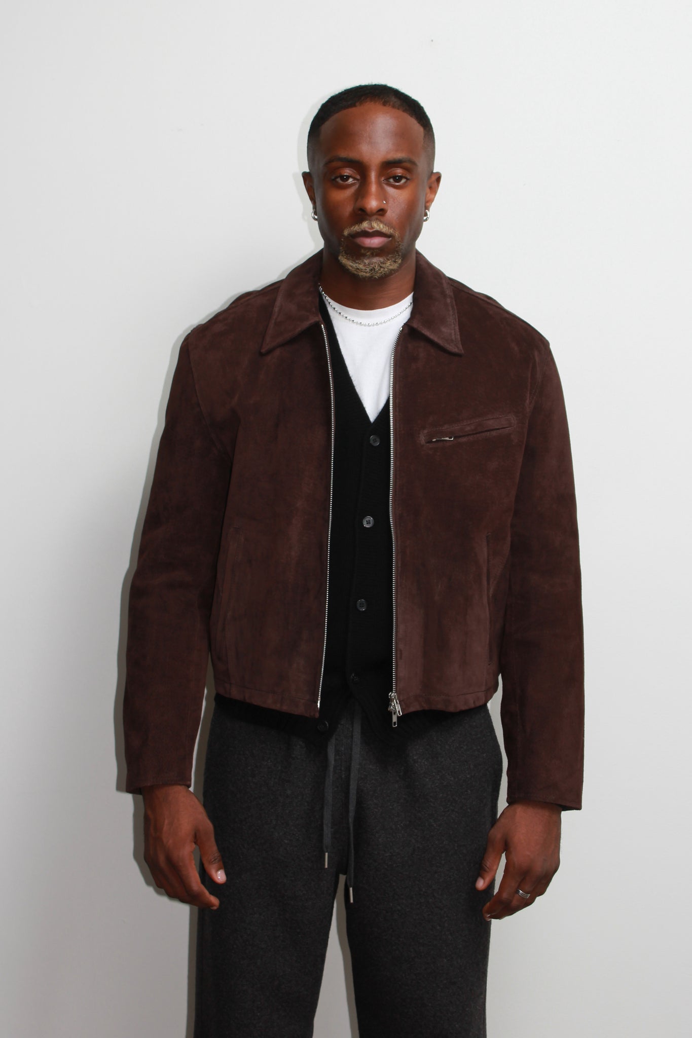 Tonny Semi Crop Real Suede Jacket in Brown