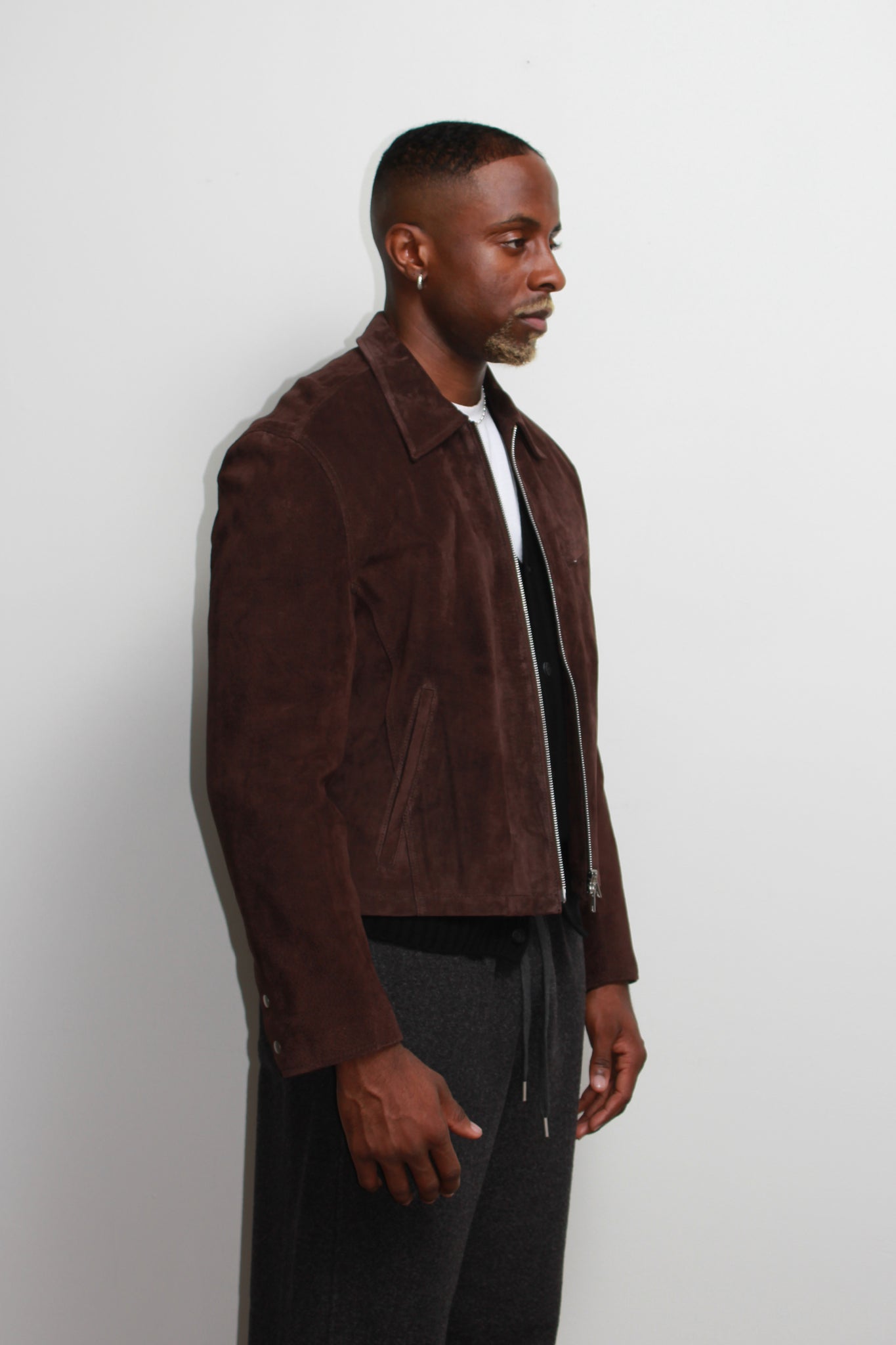 Tonny Semi Crop Real Suede Jacket in Brown