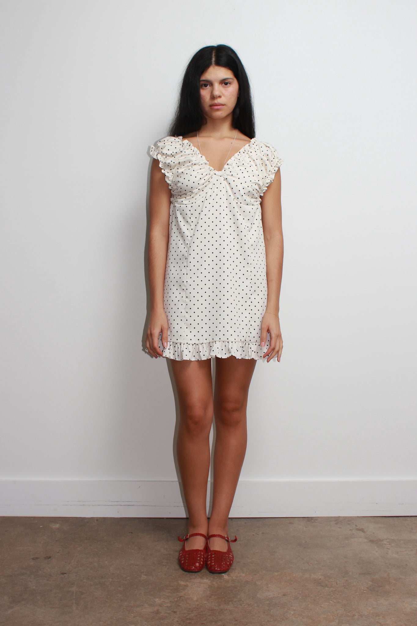 Olivia Polka-Dot Dress in Ivory