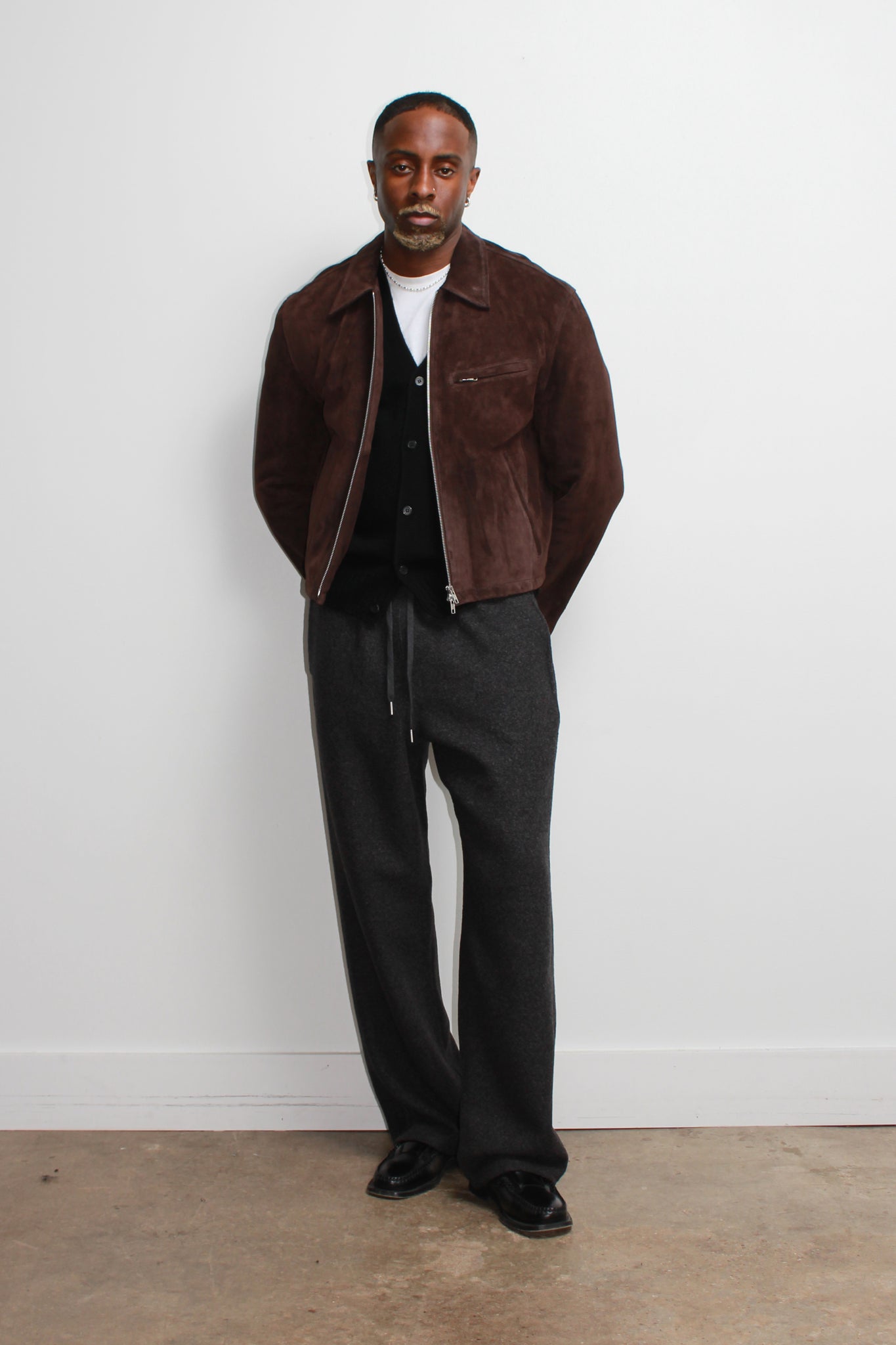 Tonny Semi Crop Real Suede Jacket in Brown