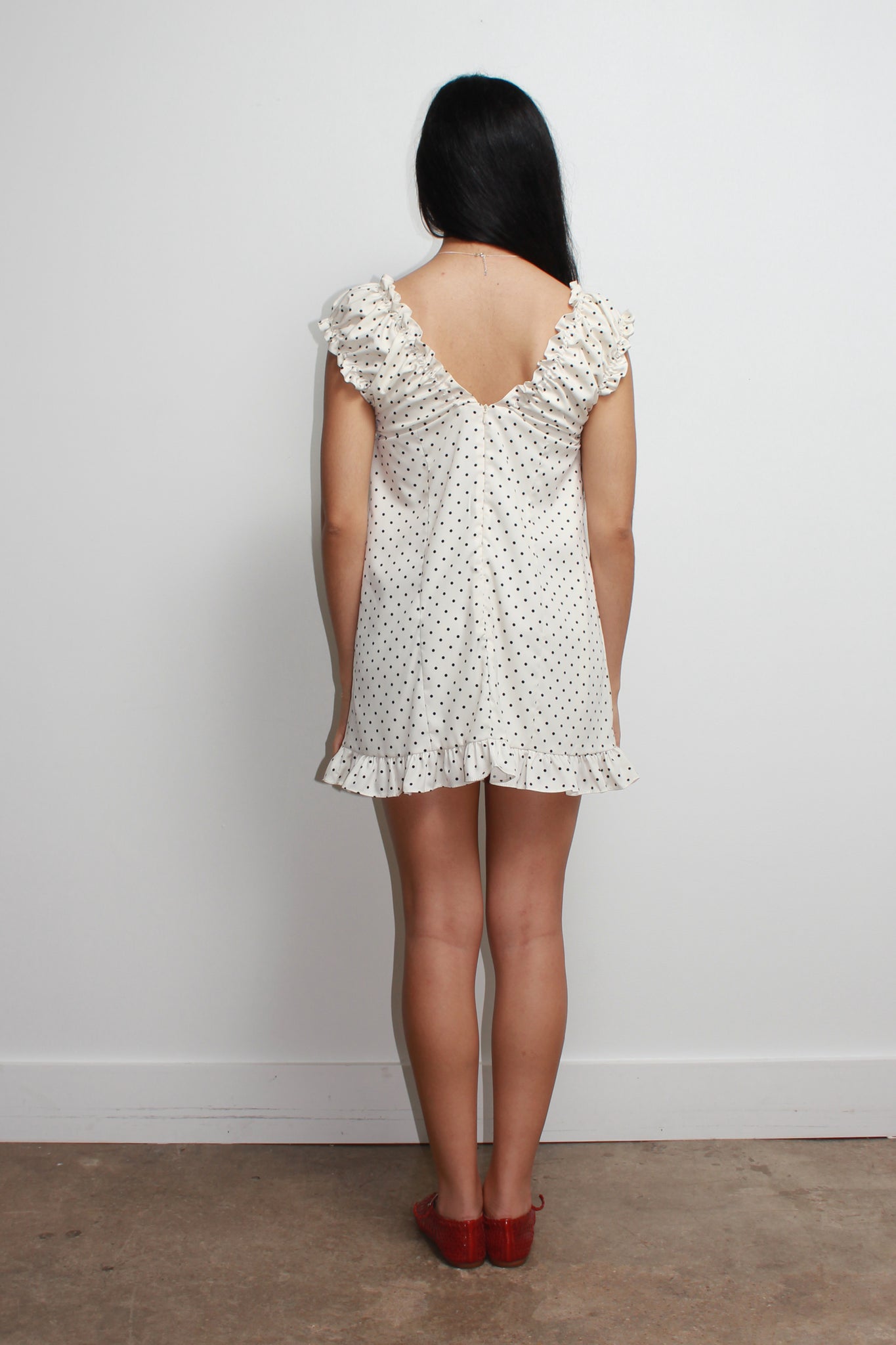 Olivia Polka-Dot Dress in Ivory