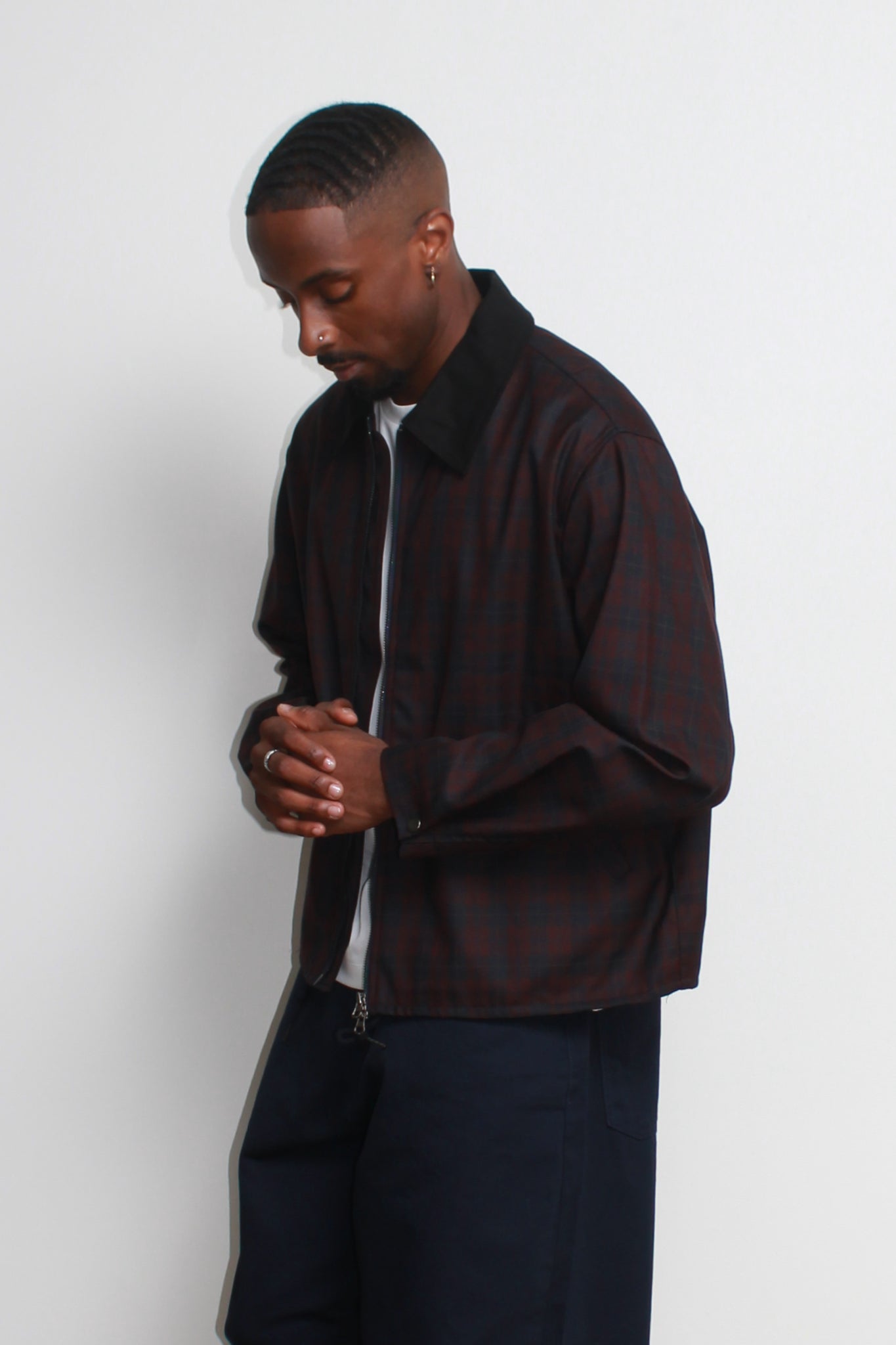 City Two way Zipper jacket in Plaid Red