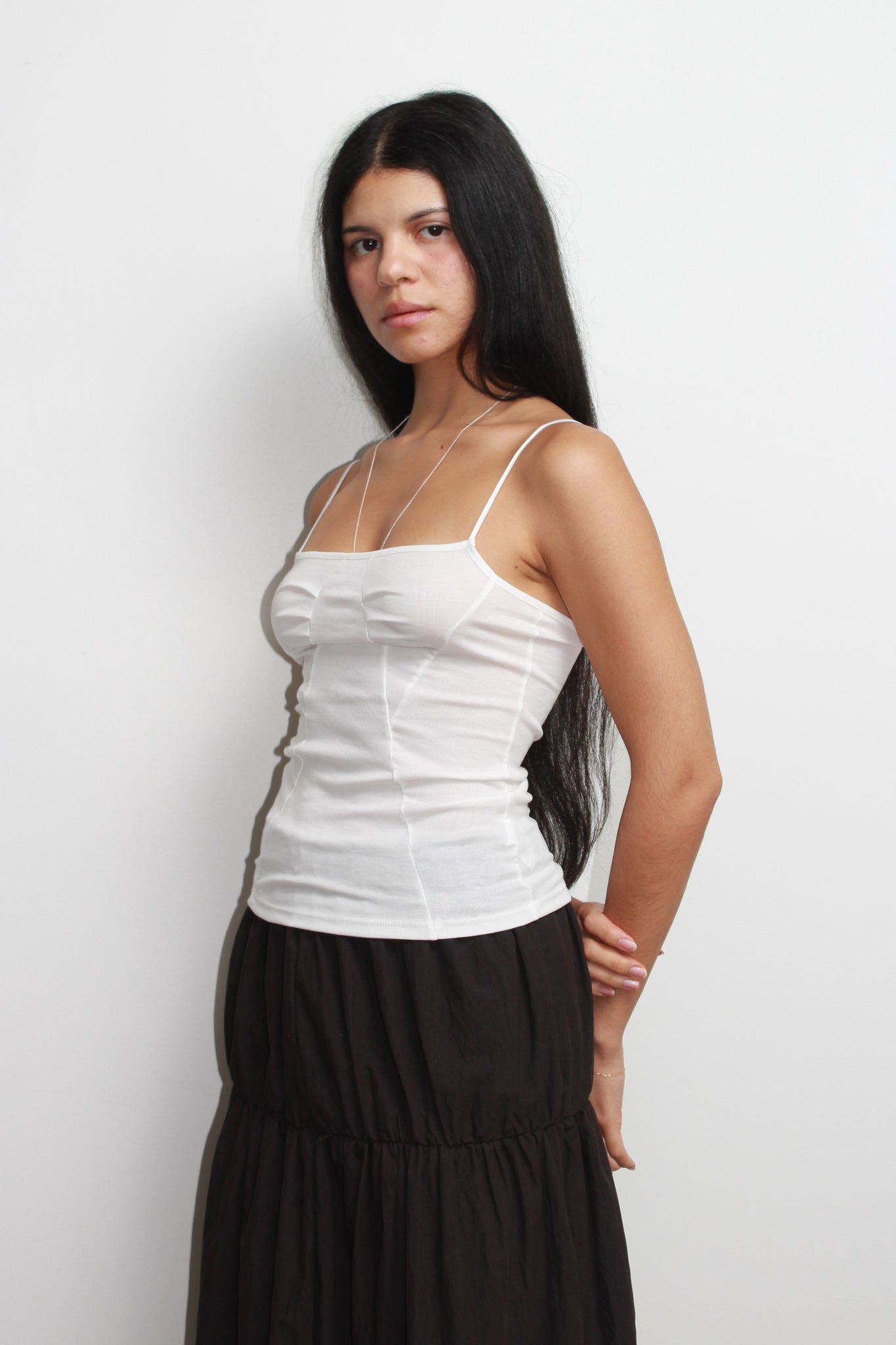 Incision line Tank Top in White