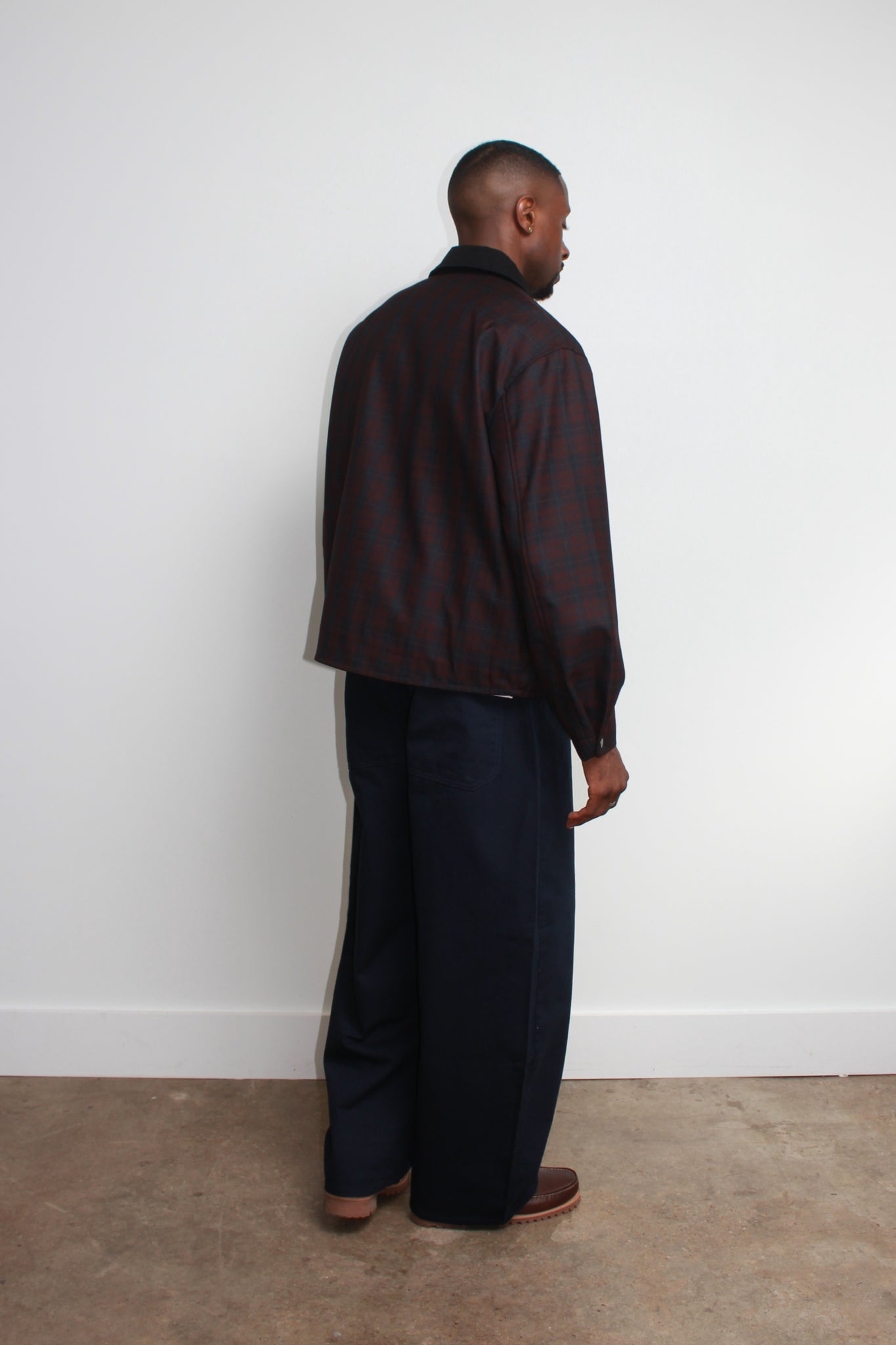 Wide Cotton Pants in Navy