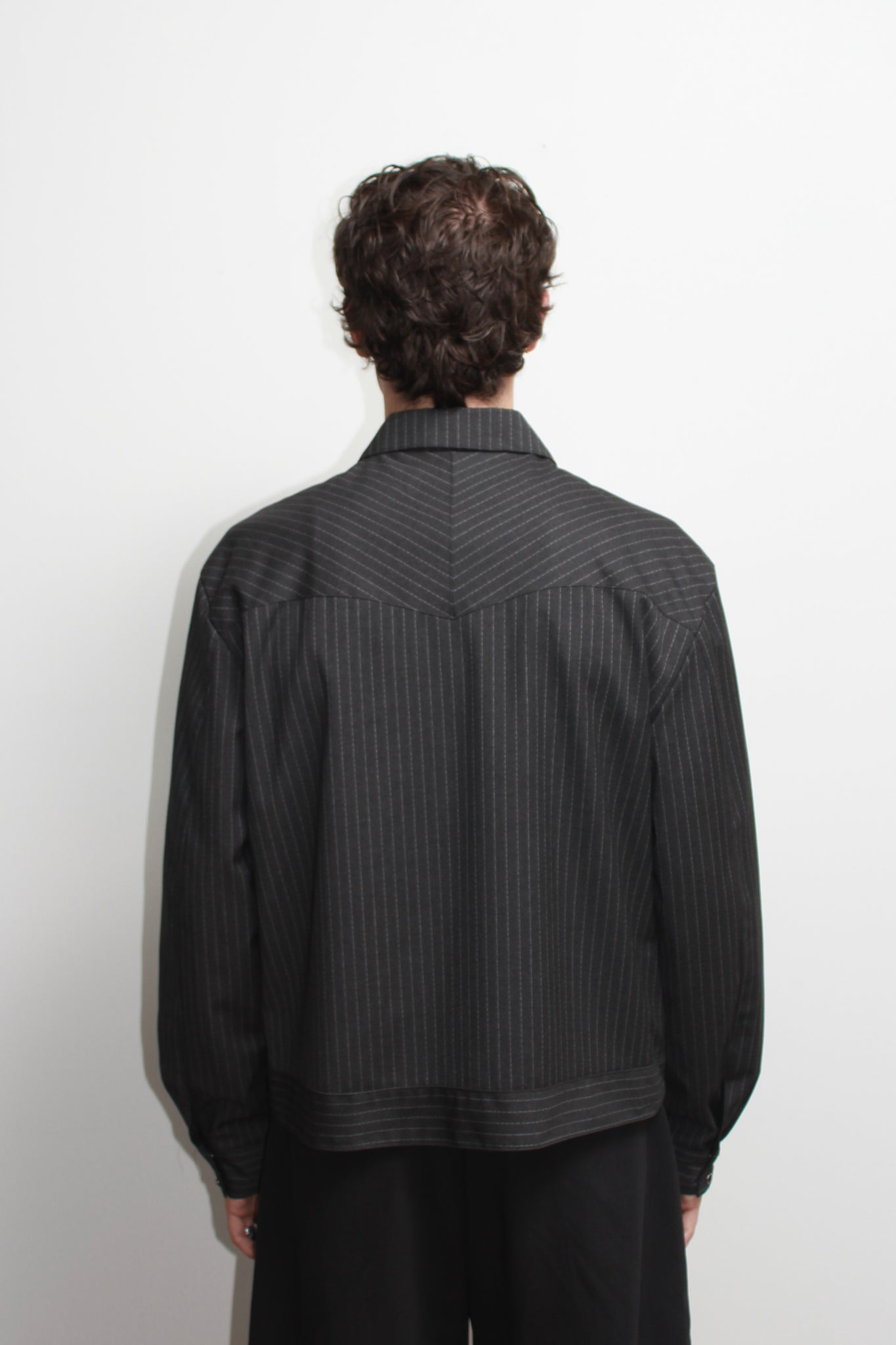 Miles Pin-Stripe Crop Jacket in Charcoal