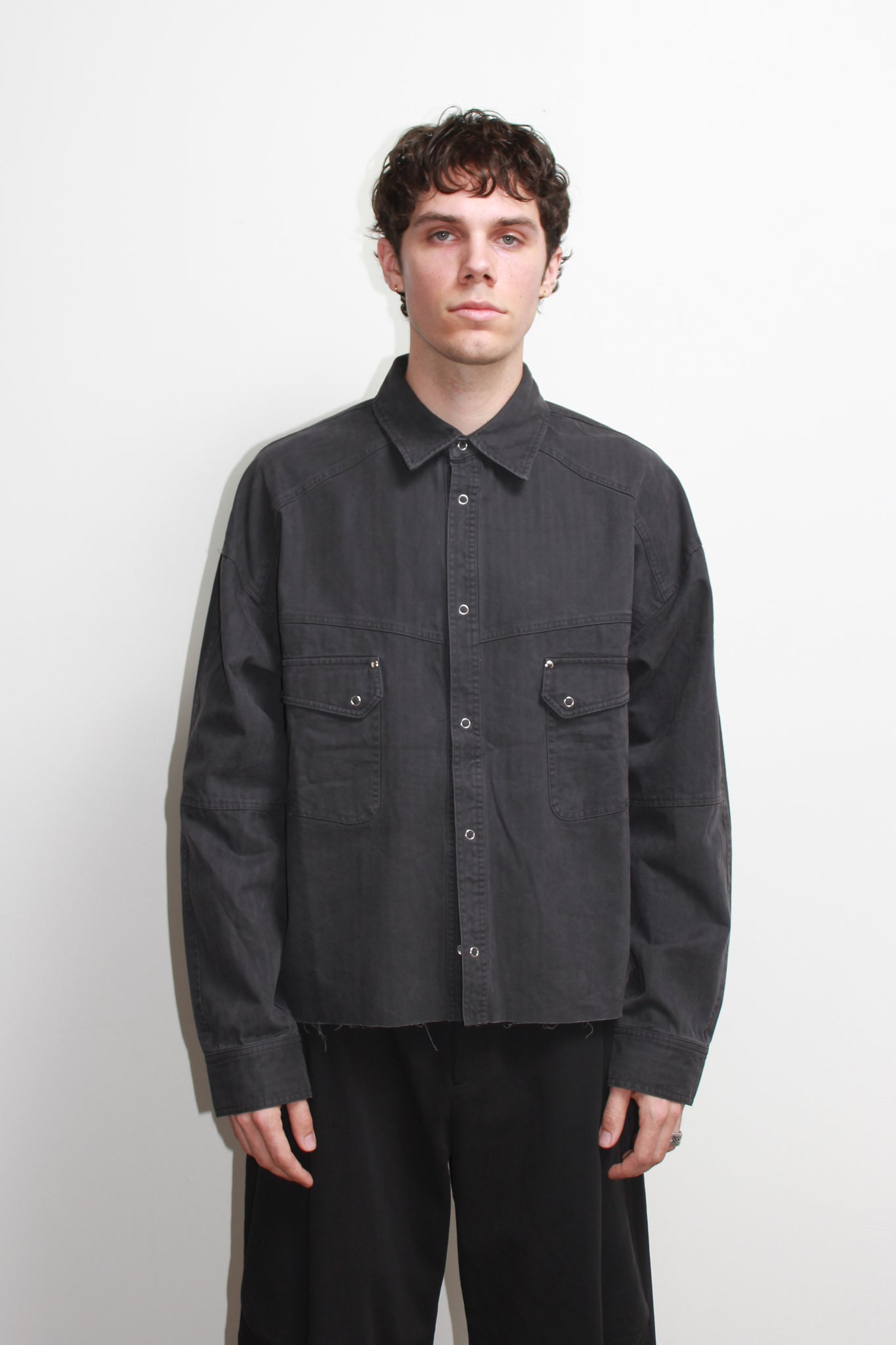Dying Cutting Crop Denim Shirt