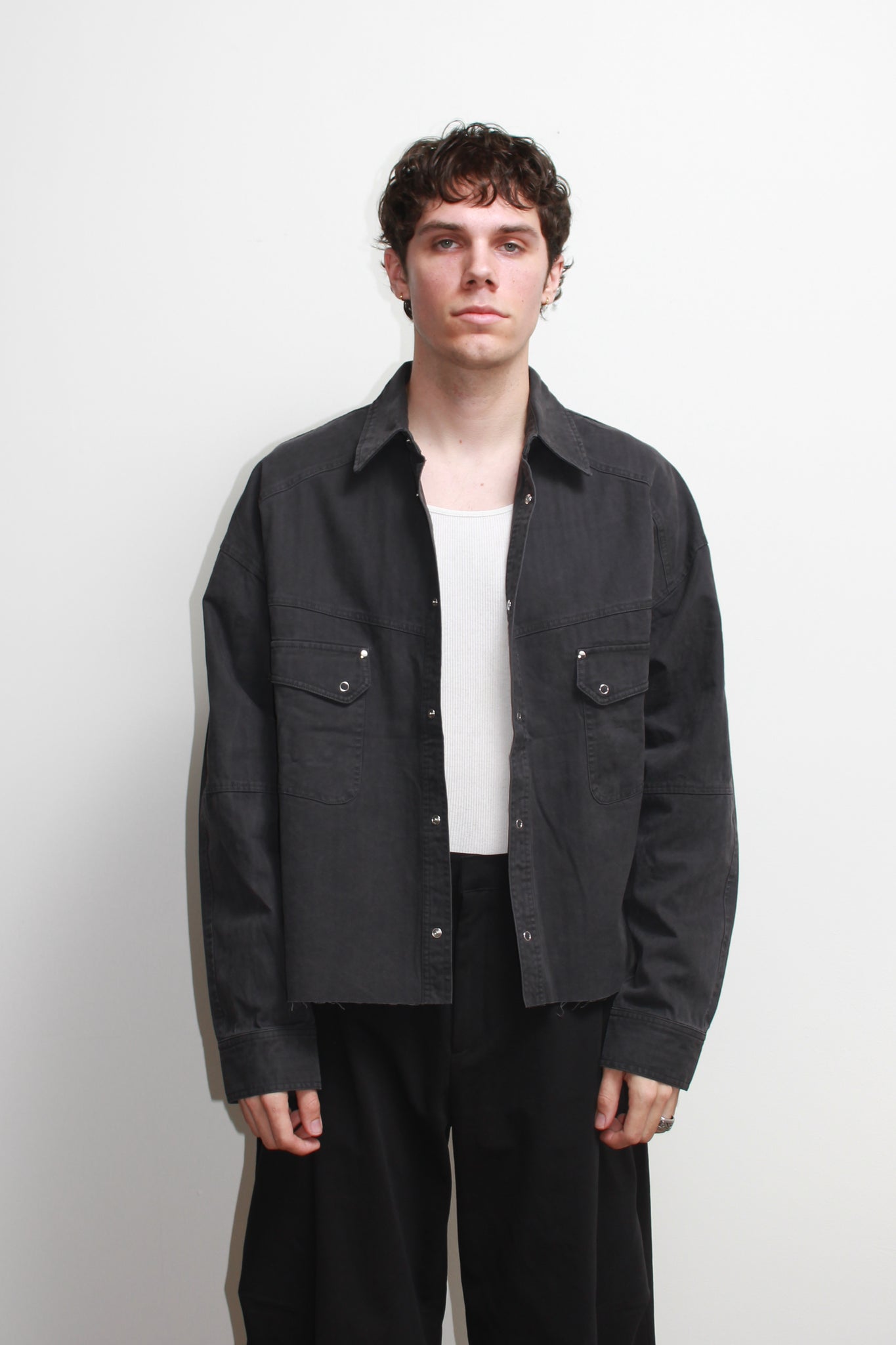 Dying Cutting Crop Denim Shirt