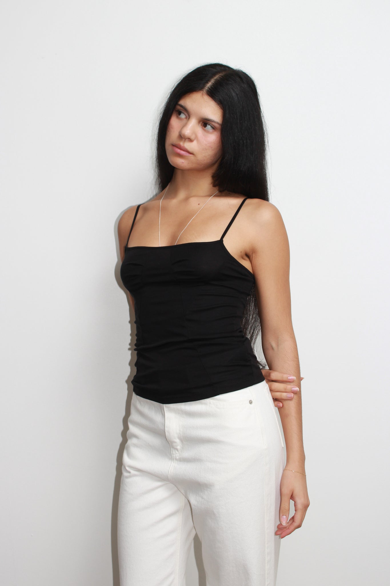 Incision line Tank Top in Black