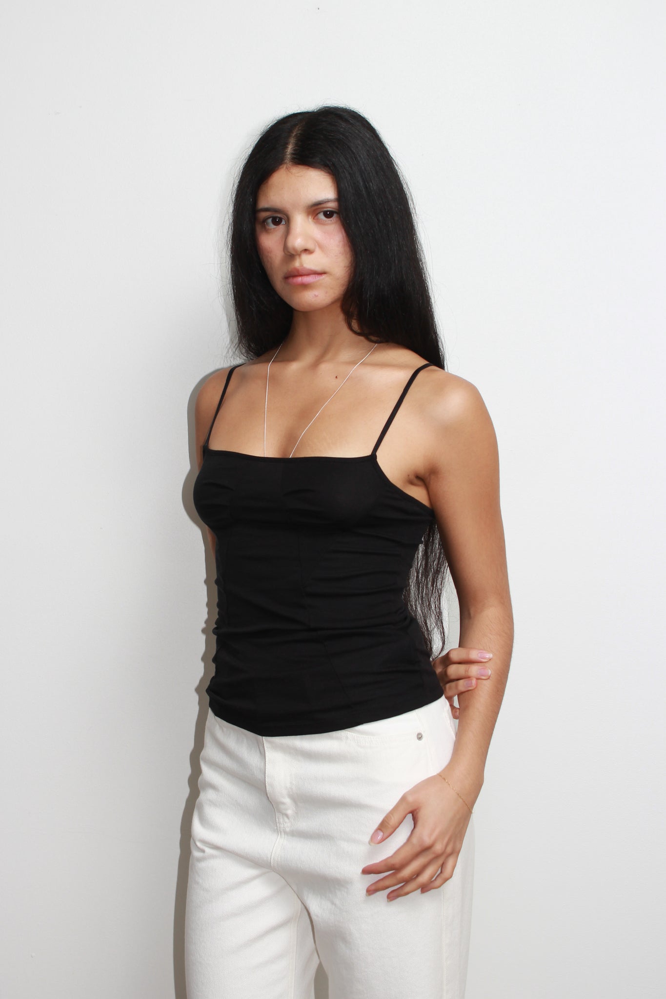 Incision line Tank Top in Black