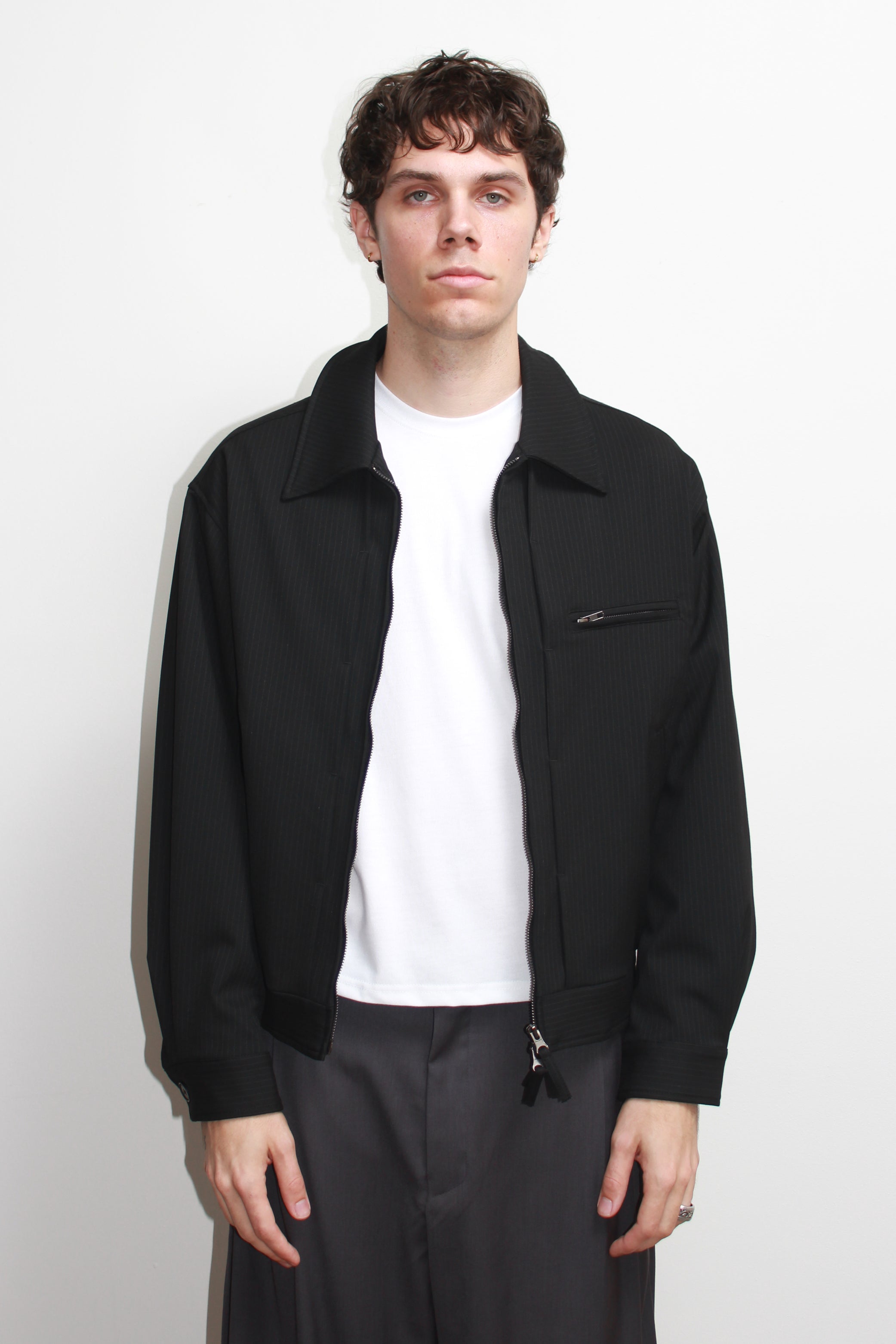 Miles Pin-Stripe Crop Jacket in Black – Jowa.shop