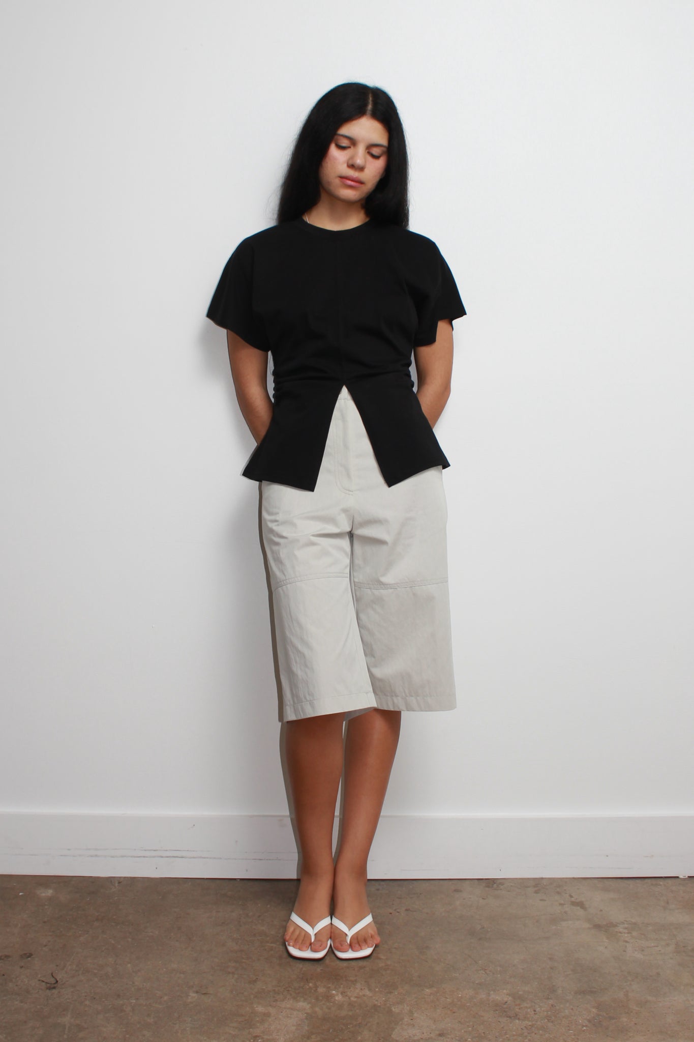 Nova Bermuda Capri Shorts in Light Grey