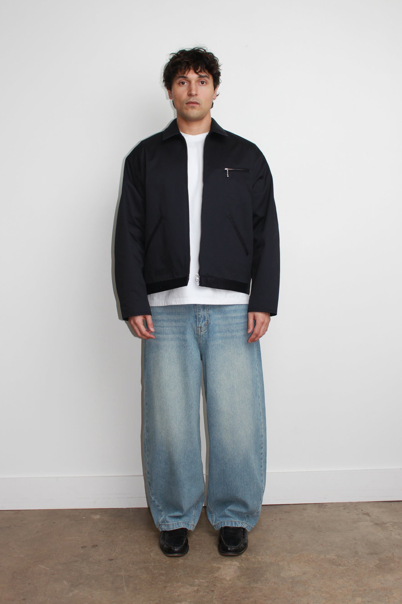 Stripe Light Wash Curved Denim