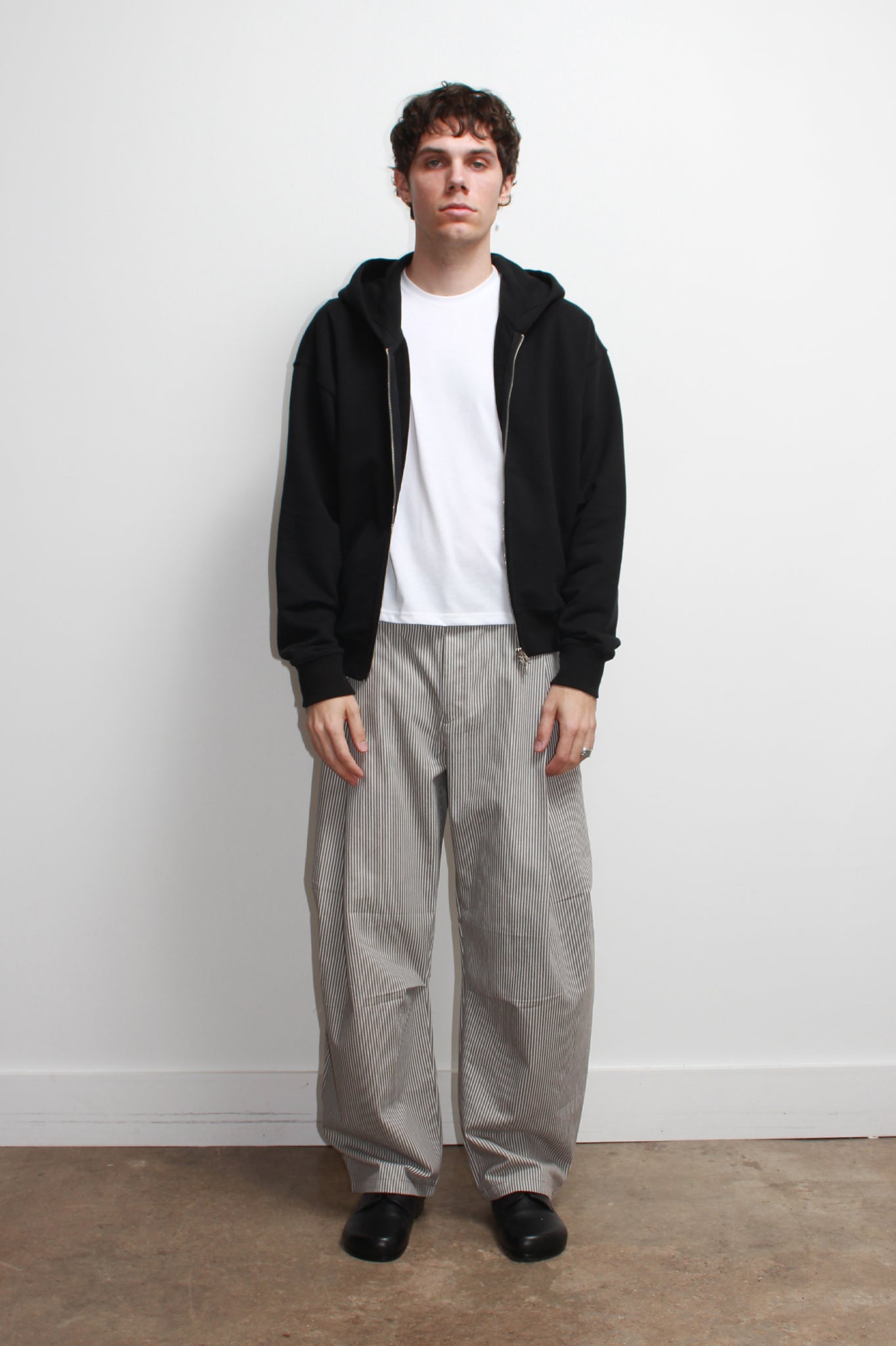 Lemay Crop Hood Zip Up in Black
