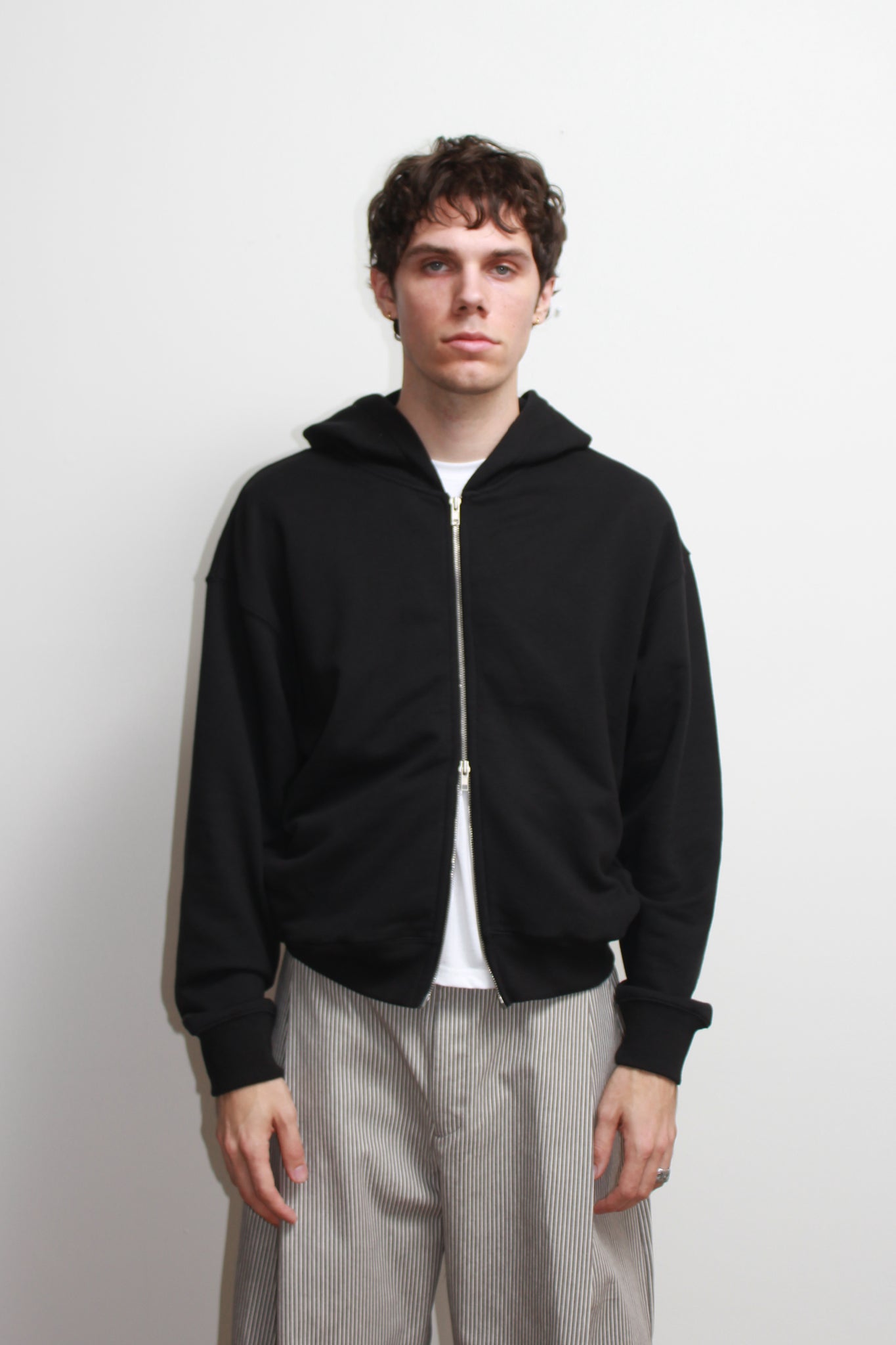 Lemay Crop Hood Zip Up in Black