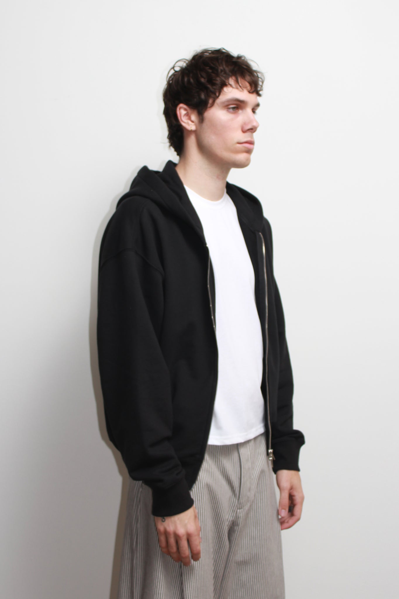 Lemay Crop Hood Zip Up in Black