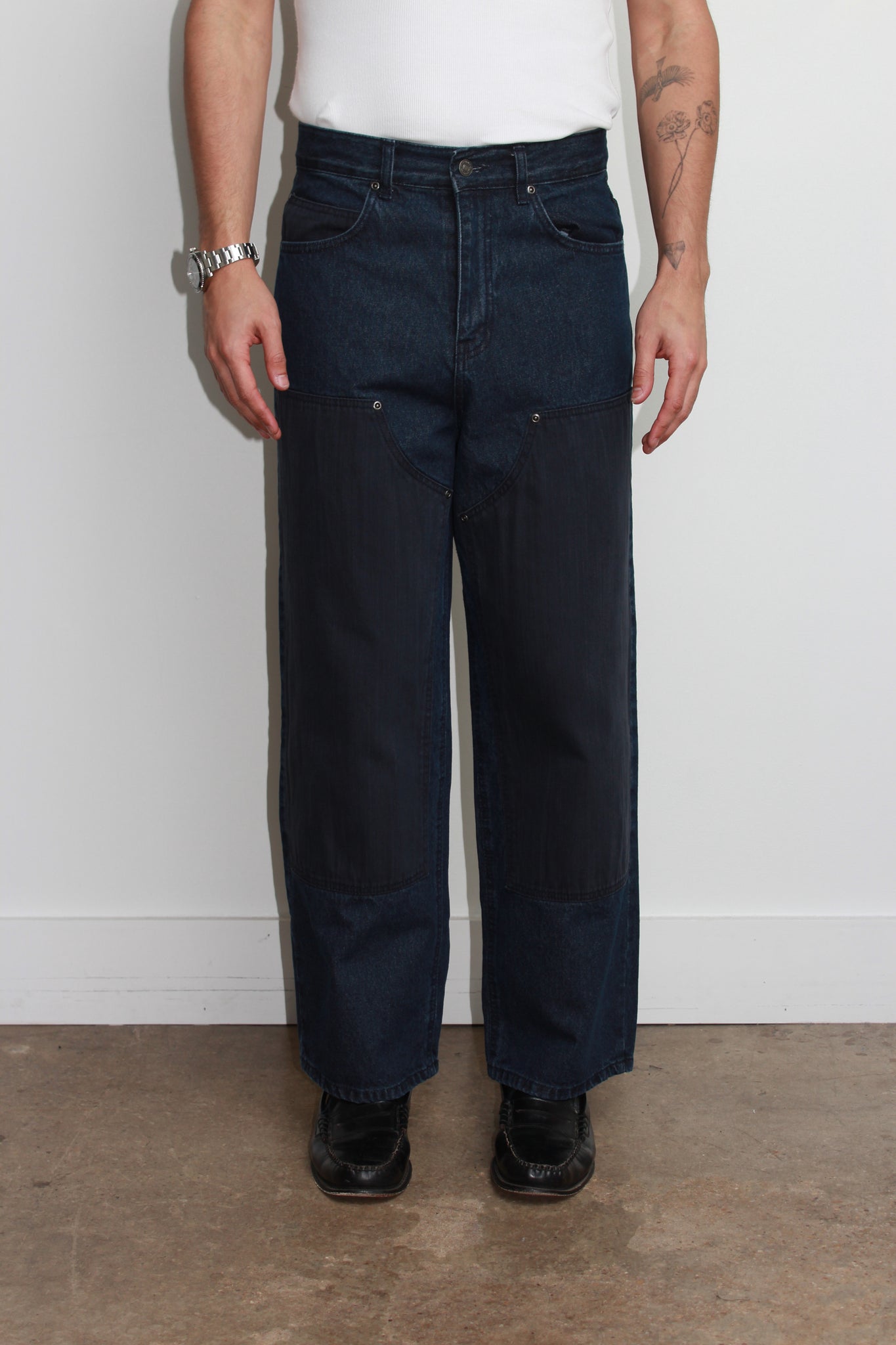 Color Block Denim Pants in Blue