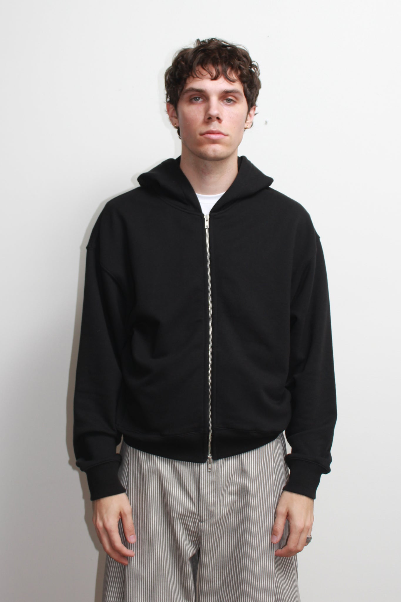 Lemay Crop Hood Zip Up in Black