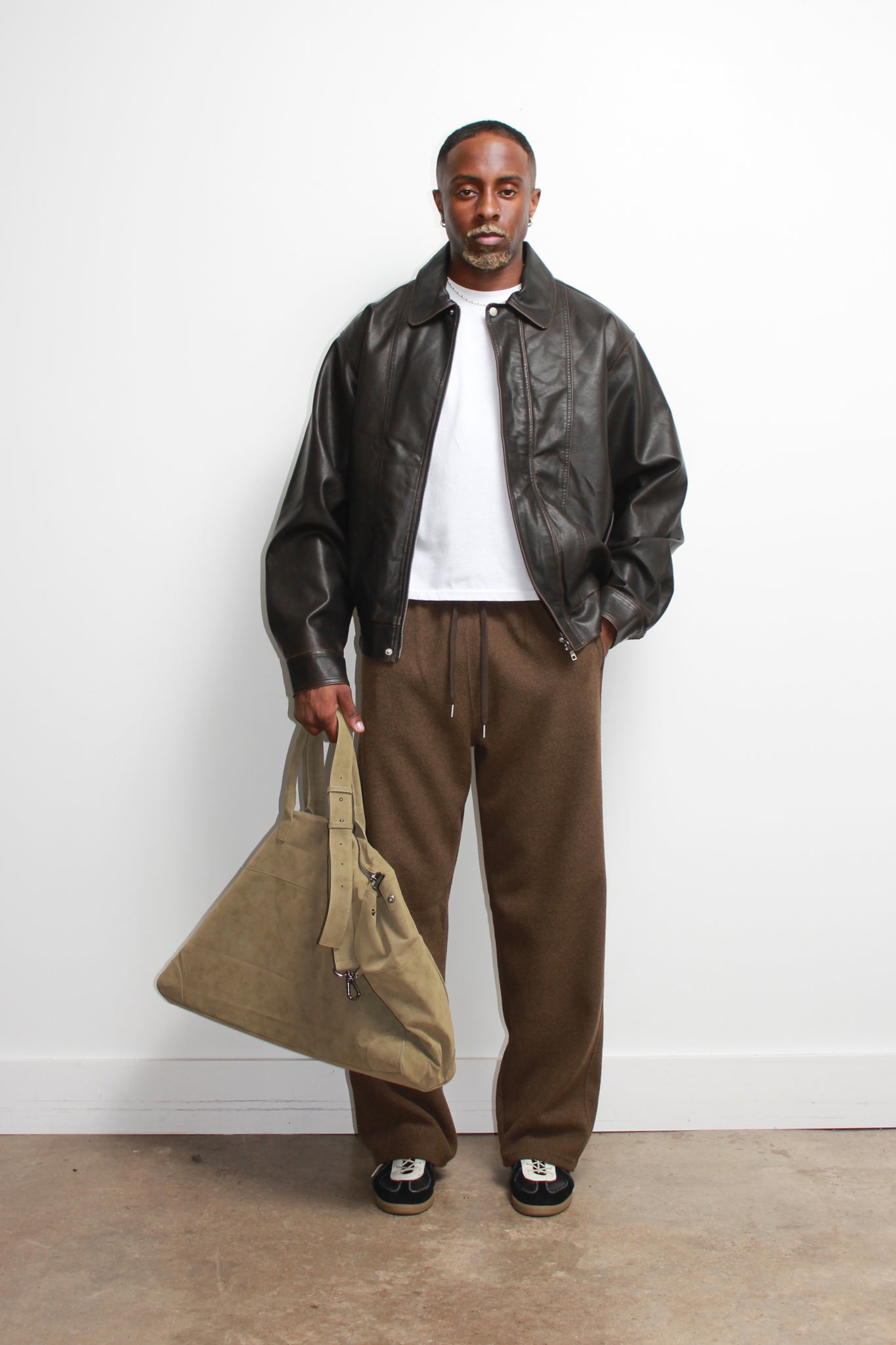 Seranti Pigment Washed Leather Jacket in Brown