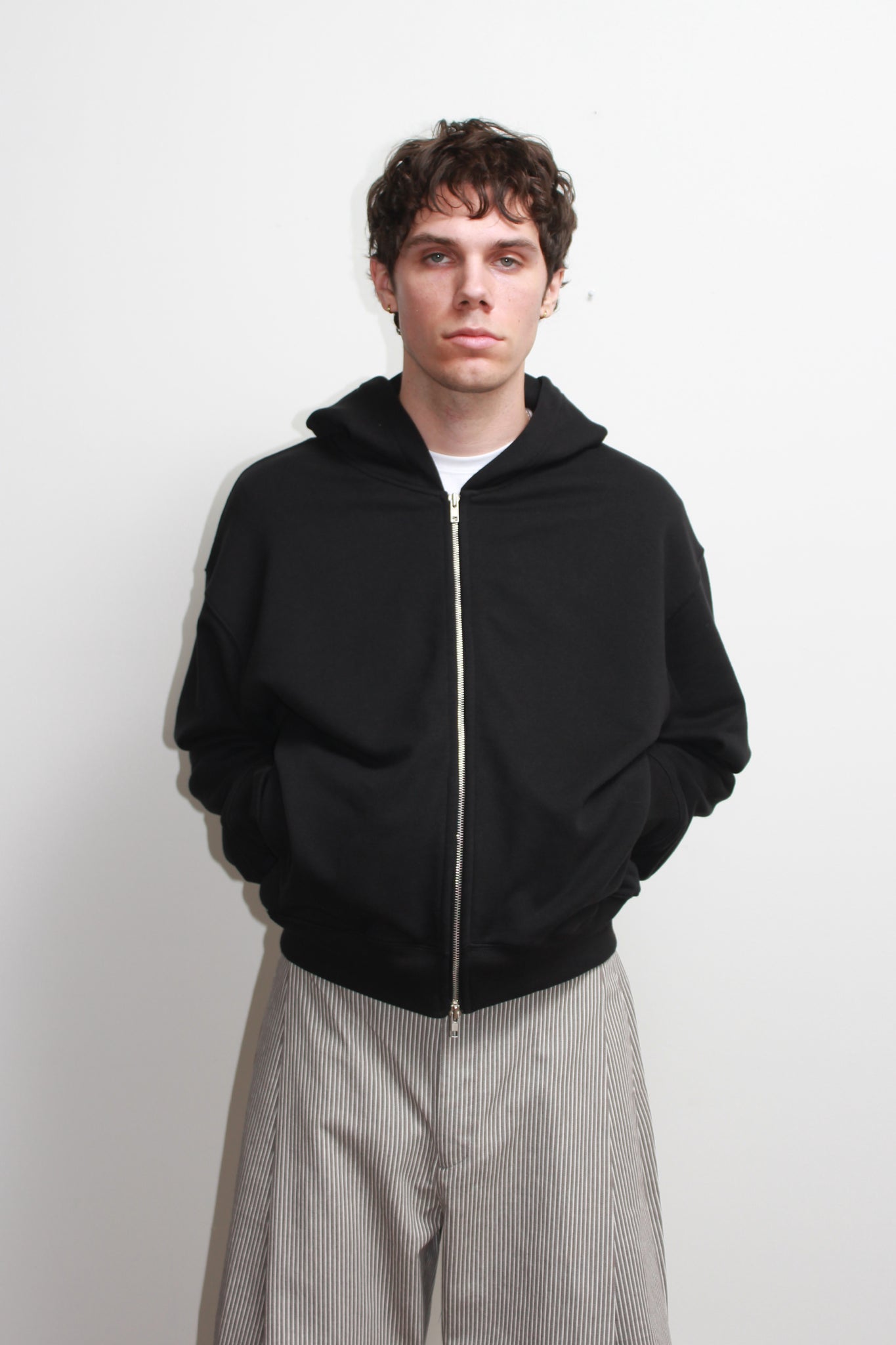 Lemay Crop Hood Zip Up in Black