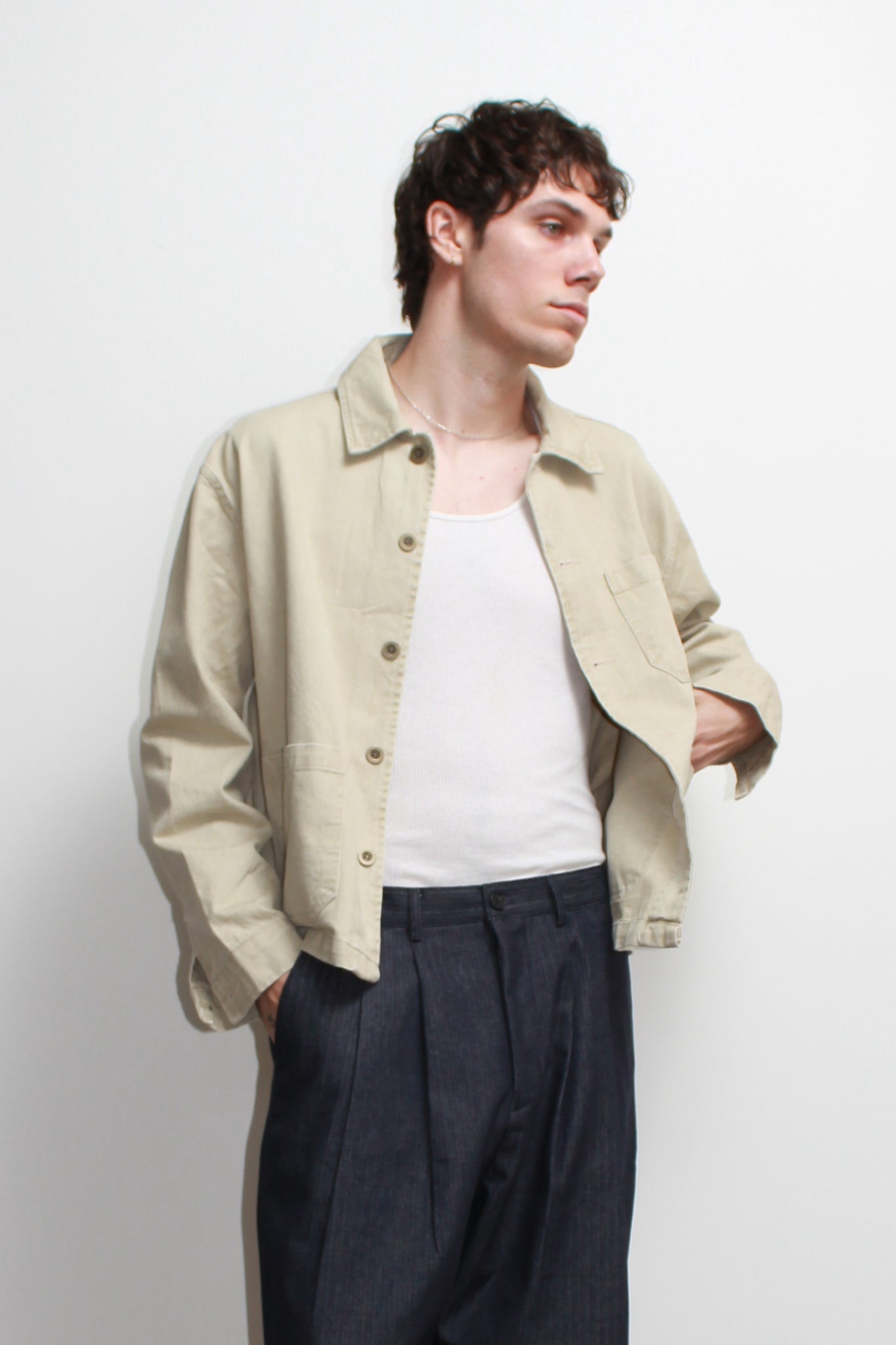 Remain D Crop Jacket in Beige