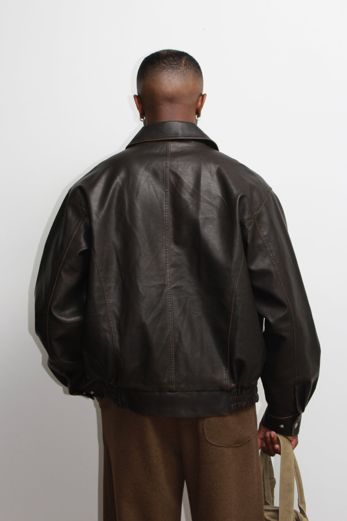 Seranti Pigment Washed Leather Jacket in Brown