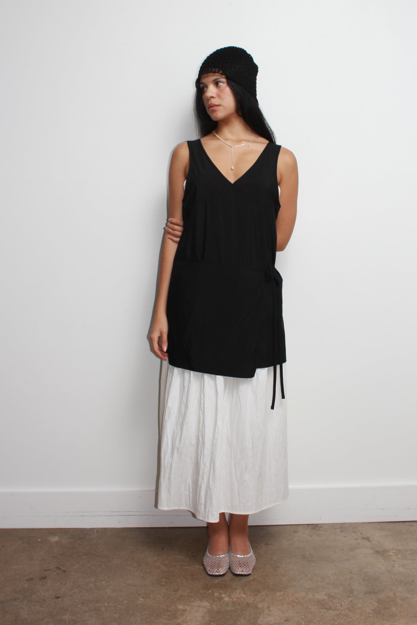 Unbound Wrap Mini Dress/Top in Black