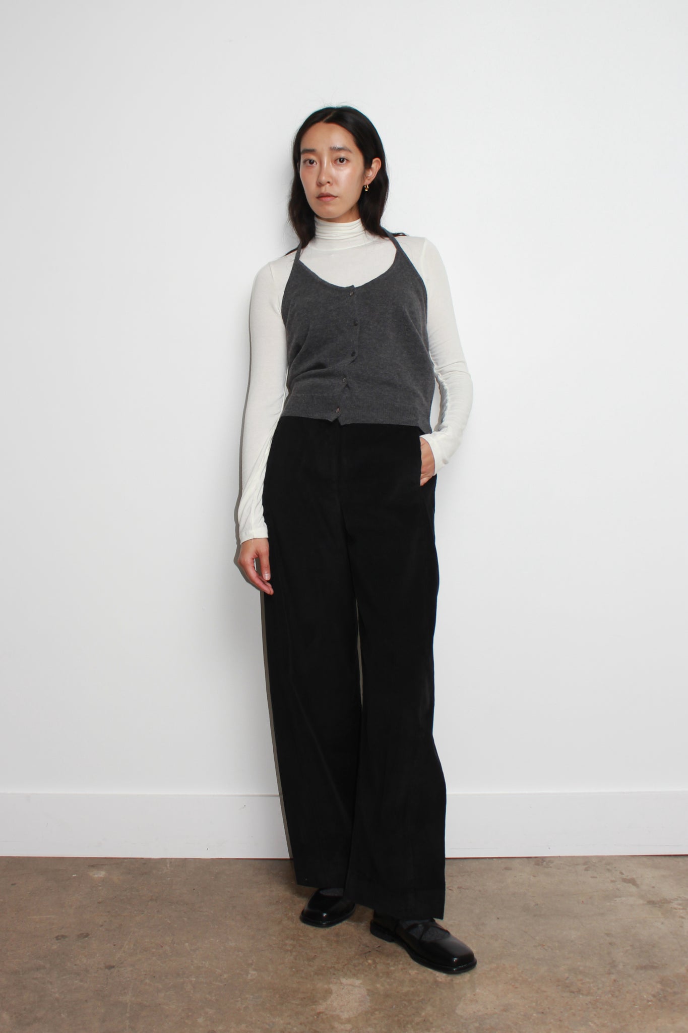 Ago Halter Knit Top in Charcoal