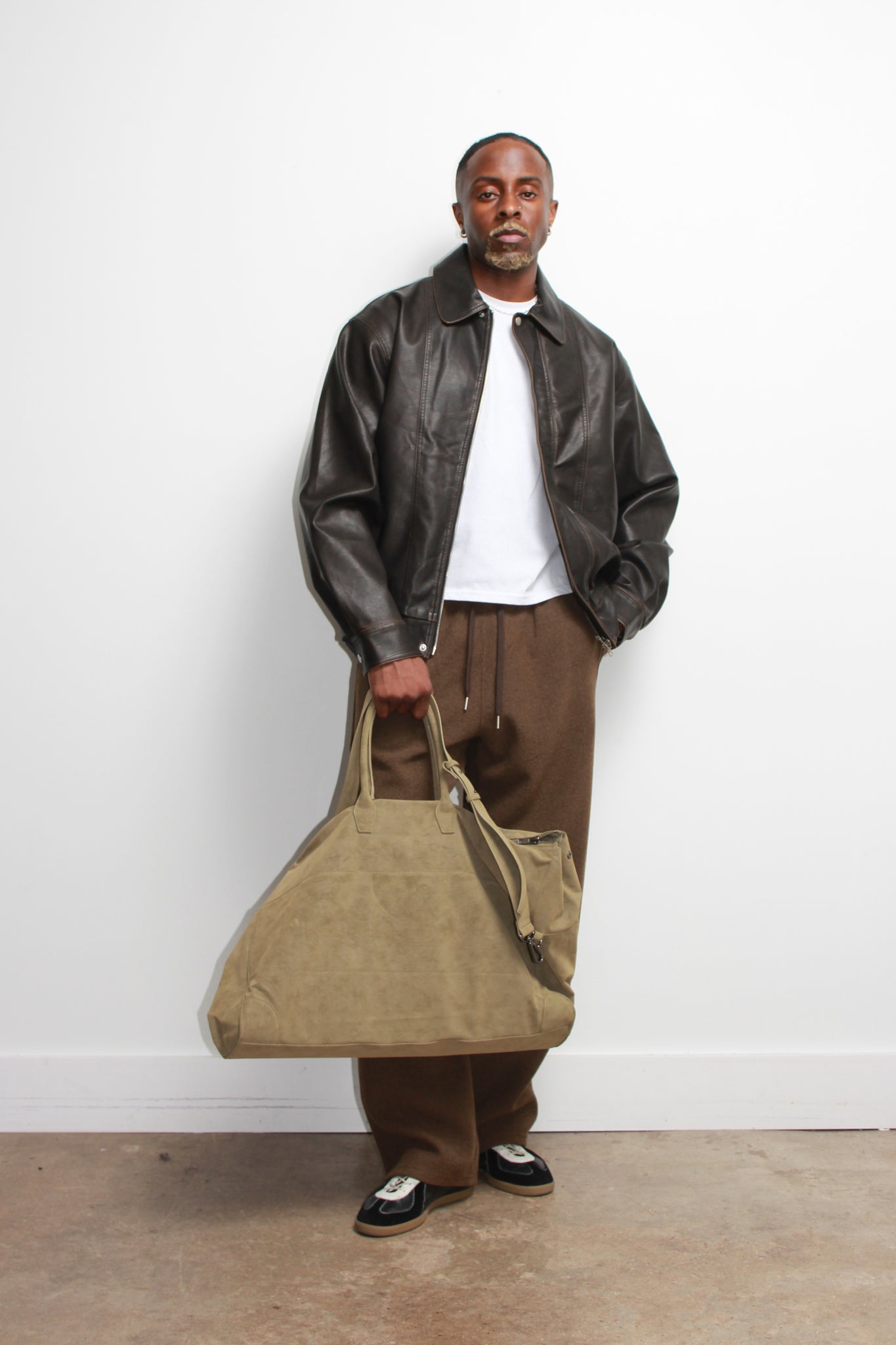 Seranti Pigment Washed Leather Jacket in Brown