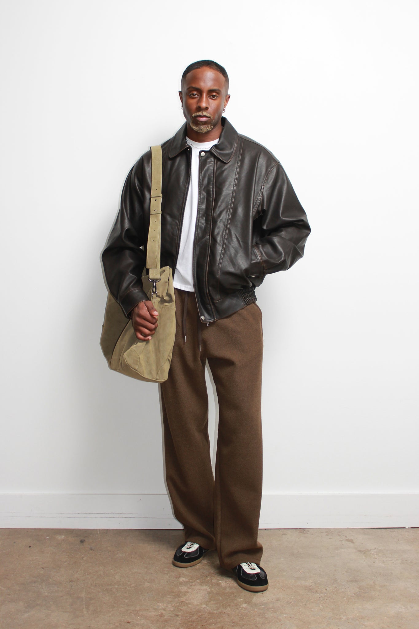 Seranti Pigment Washed Leather Jacket in Brown