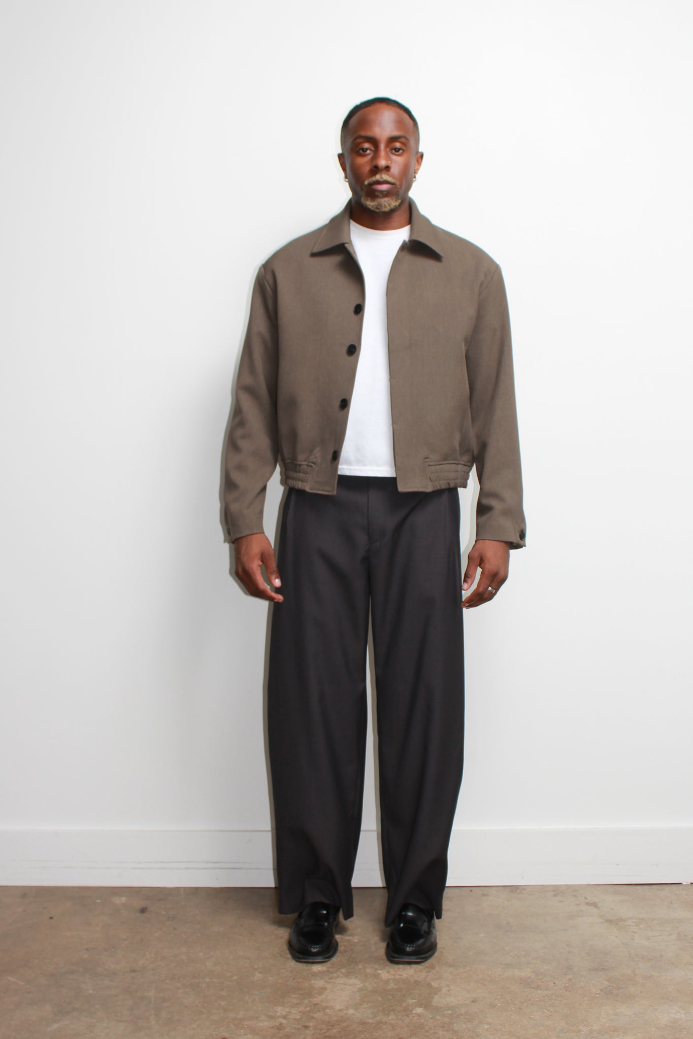 Eden Crop Blazer in Khaki Grey