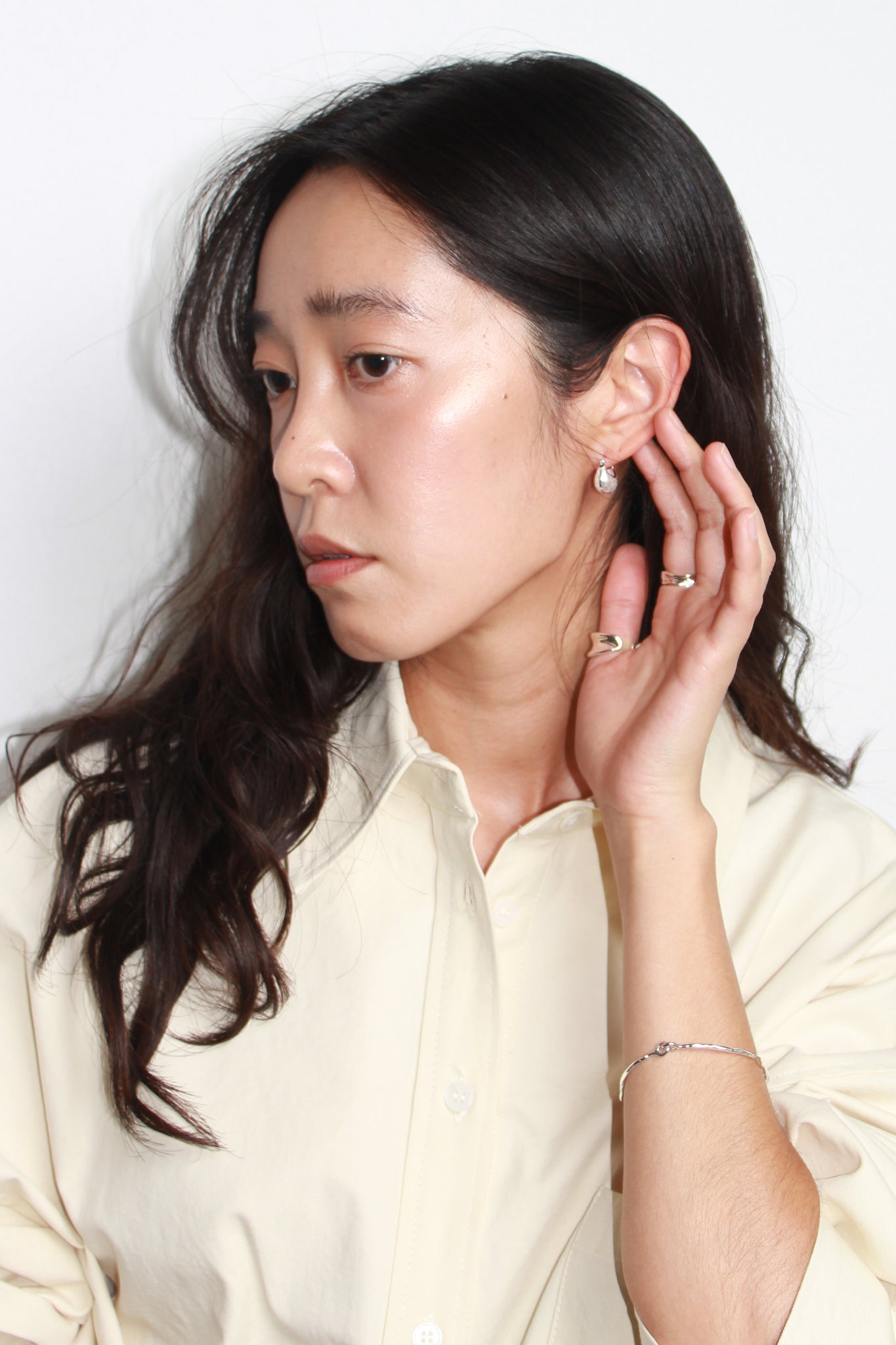 Line Shell Earring in Silver