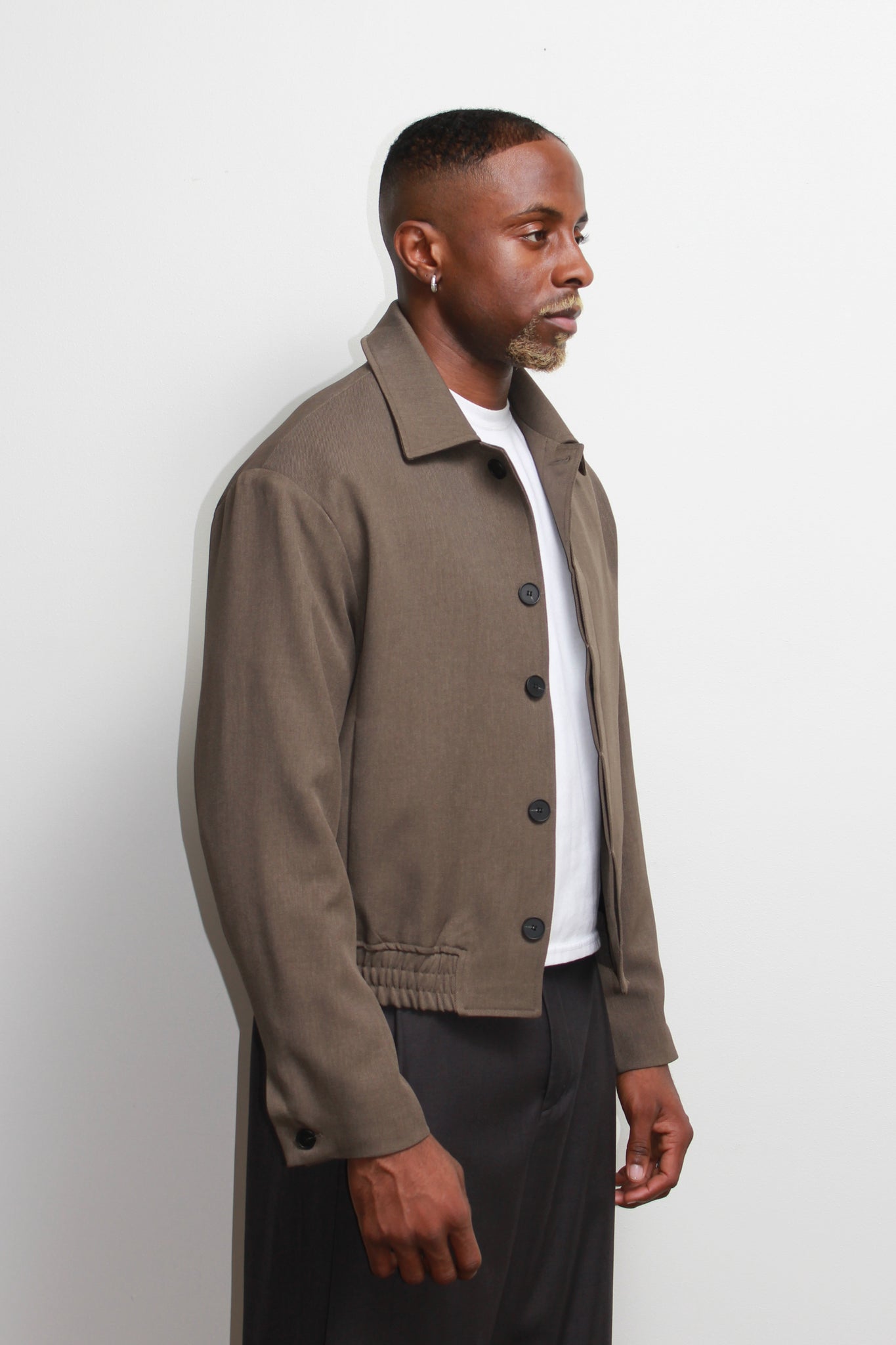 Eden Crop Blazer in Khaki Grey