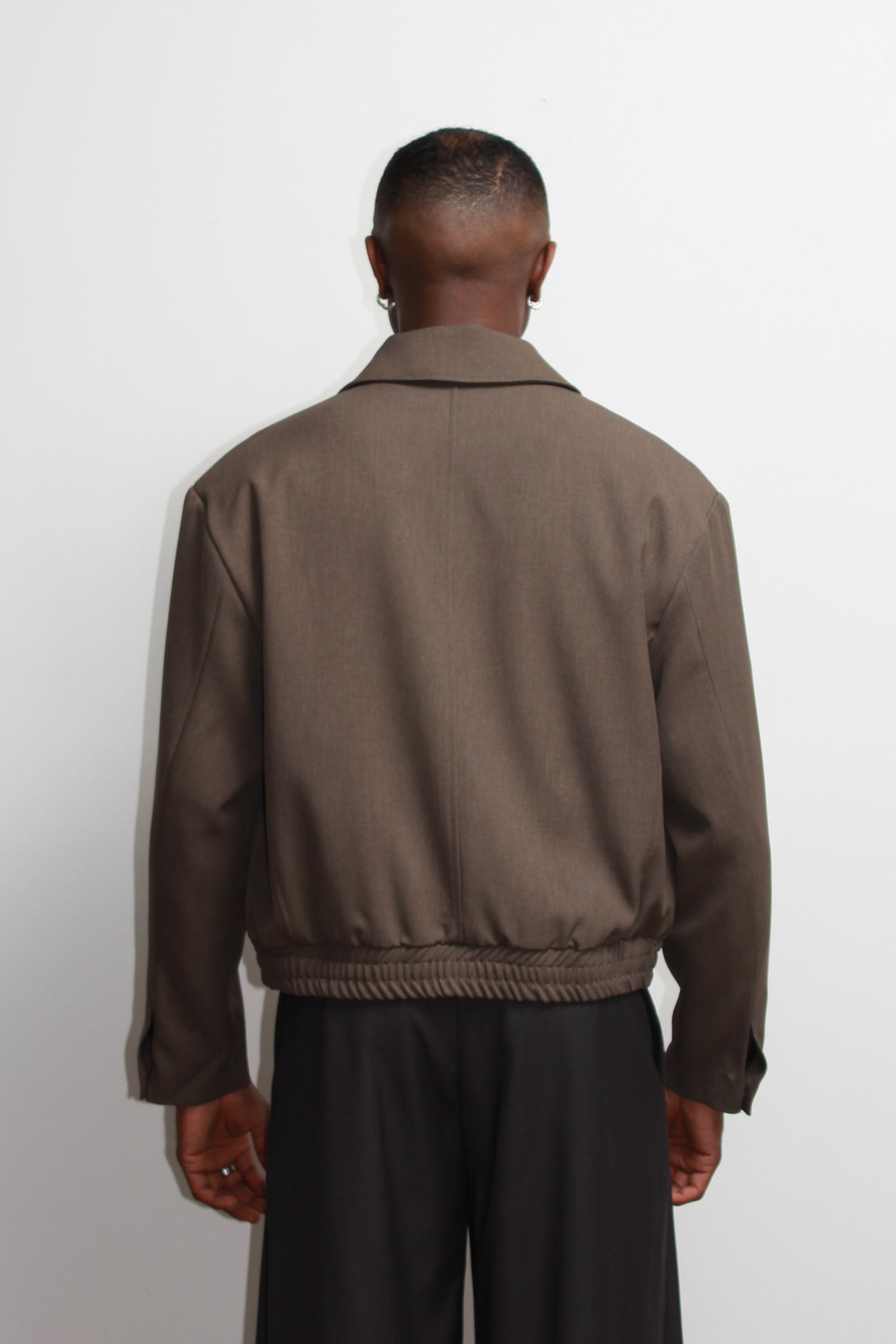 Eden Crop Blazer in Khaki Grey