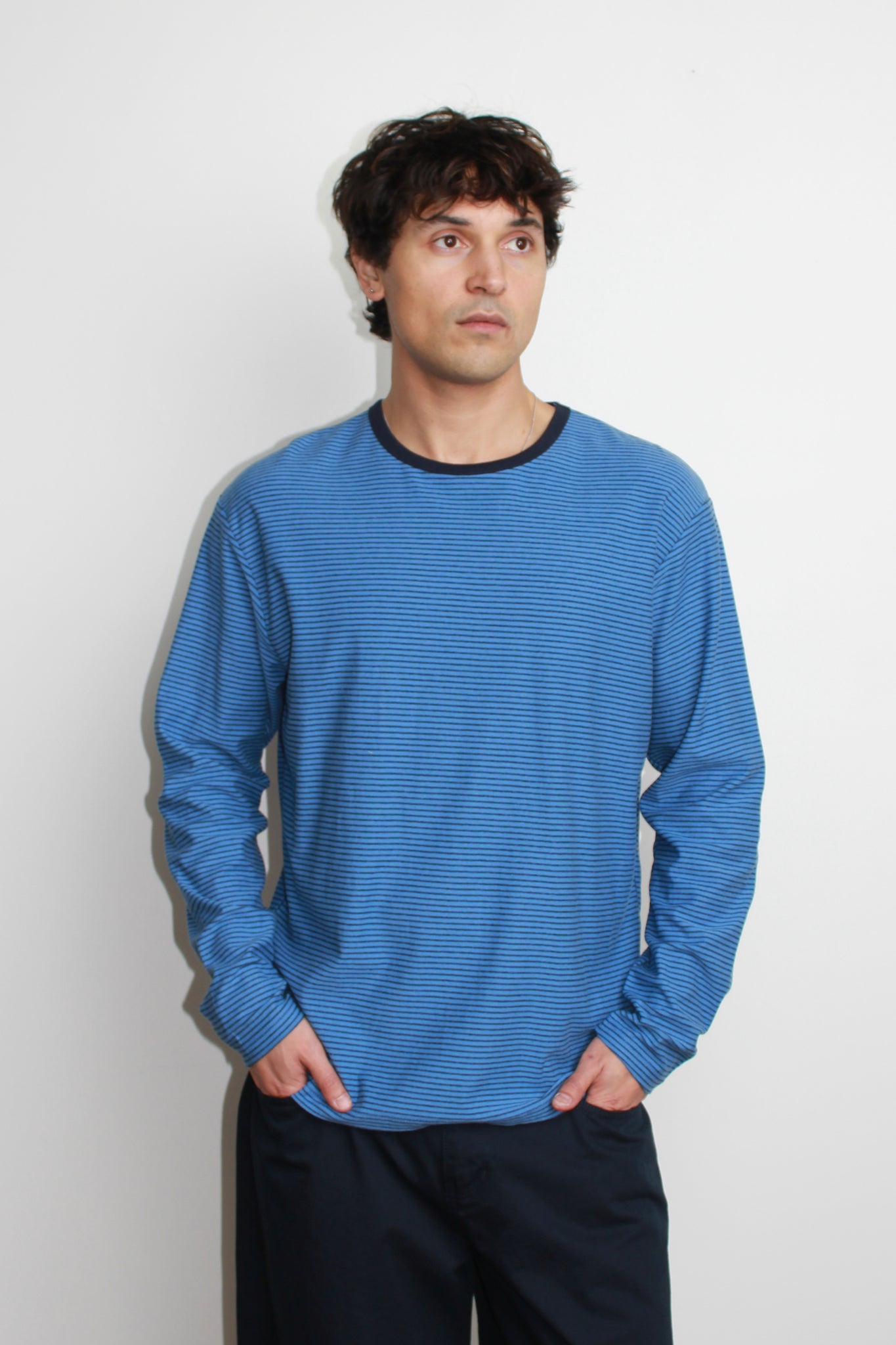 Lemay Stripe Long Sleeve T-Shirt in Blue