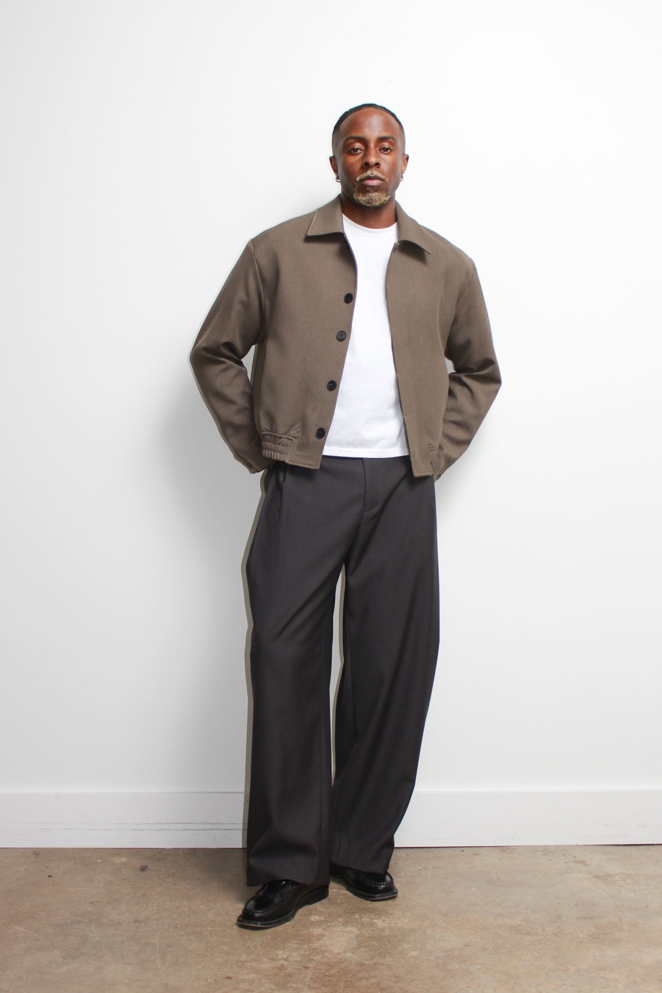 Eden Crop Blazer in Khaki Grey