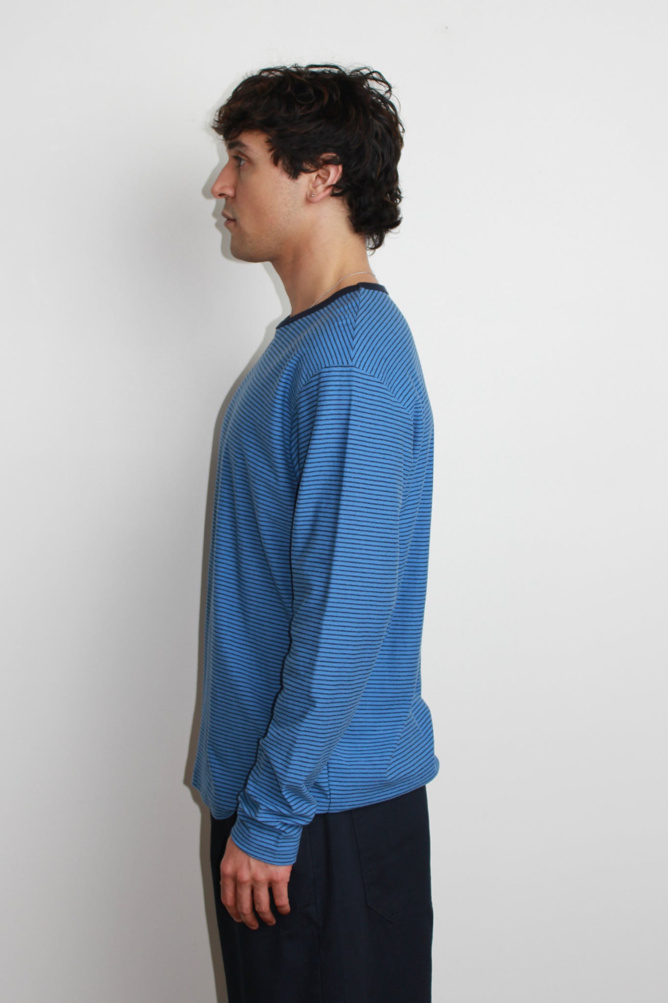 Lemay Stripe Long Sleeve T-Shirt in Blue