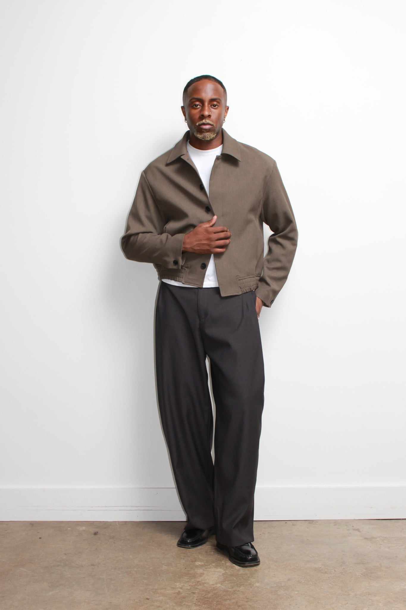 Eden Crop Blazer in Khaki Grey