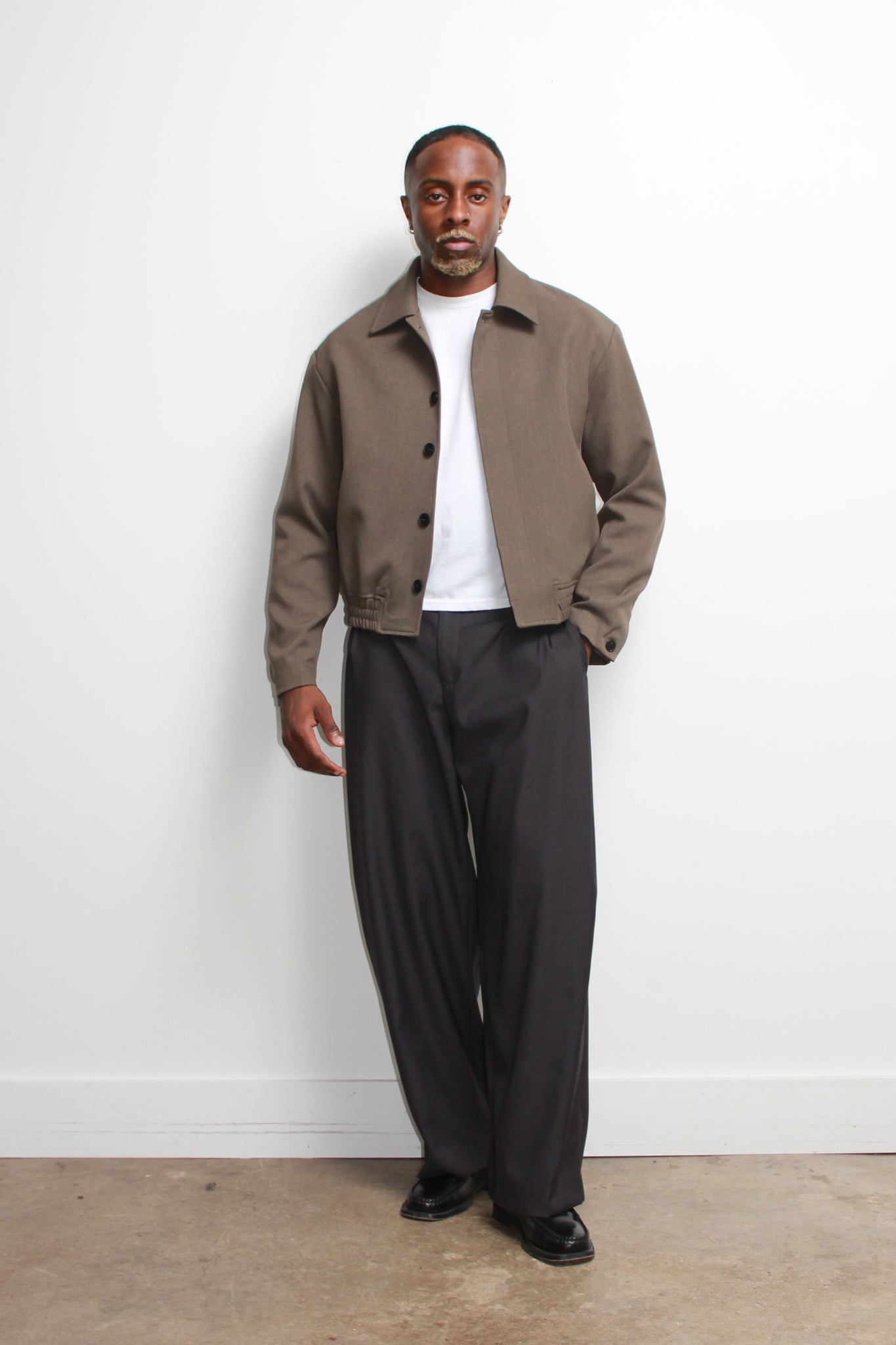 Eden Crop Blazer in Khaki Grey