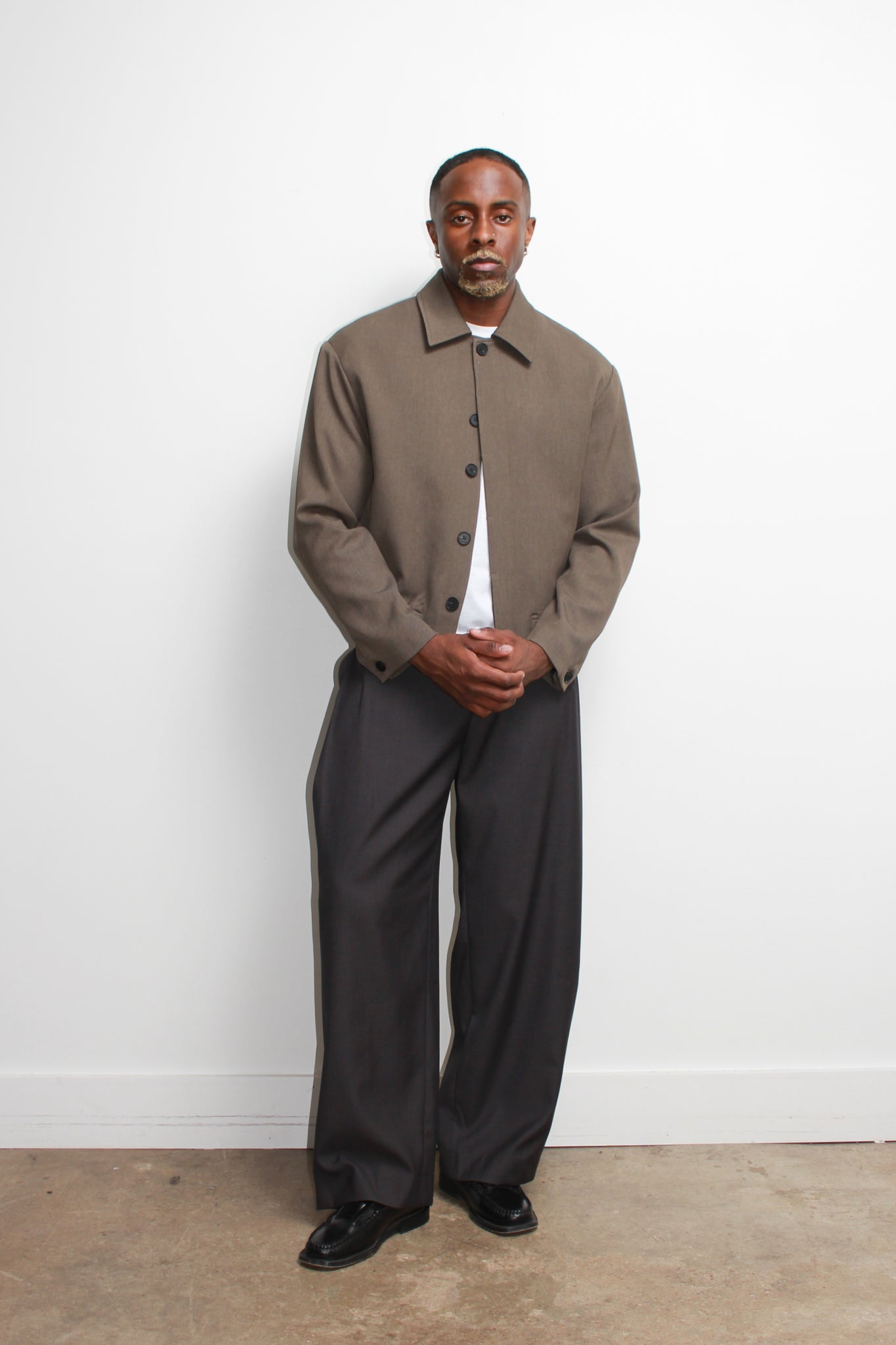 Eden Crop Blazer in Khaki Grey