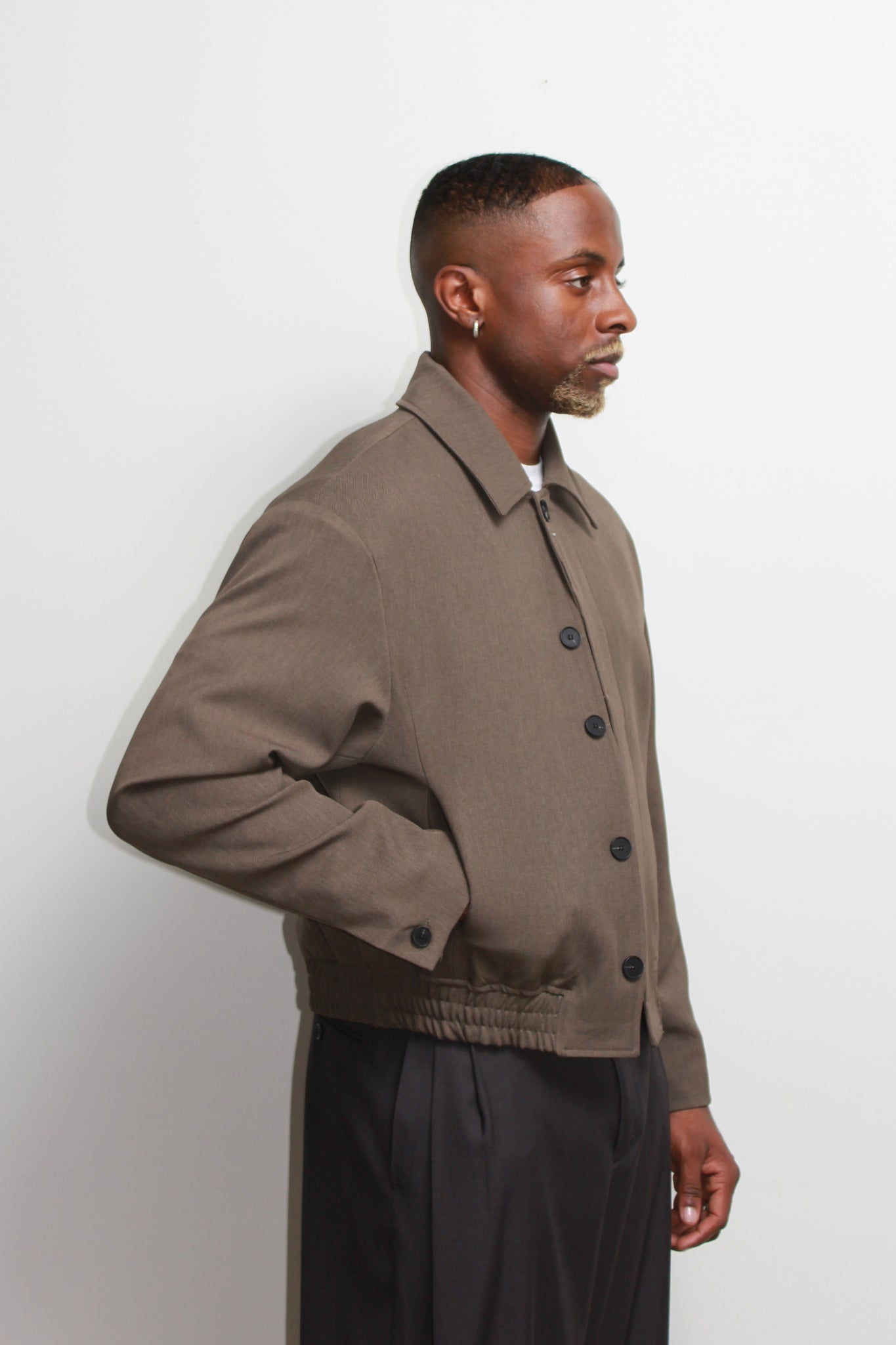 Eden Crop Blazer in Khaki Grey