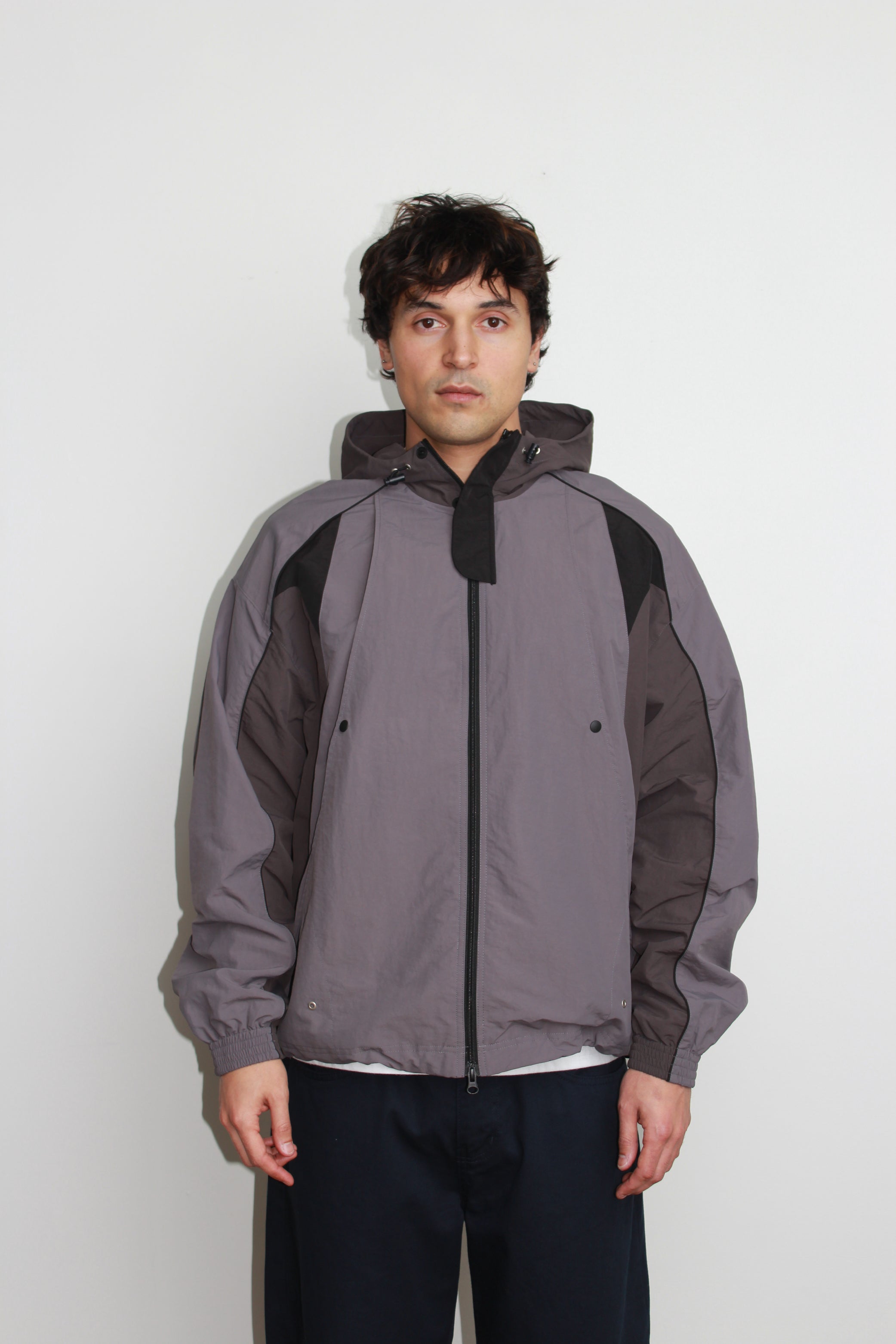 Color Block Mesh Hooded Zip Jacket in Black – Jowa.shop